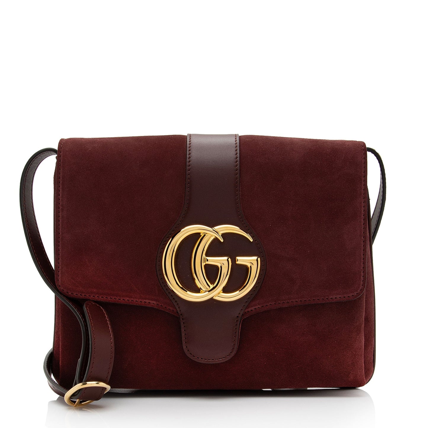Gucci Arli SHF-JMmi1x Leather Suede Brown Red Crossbody Bag