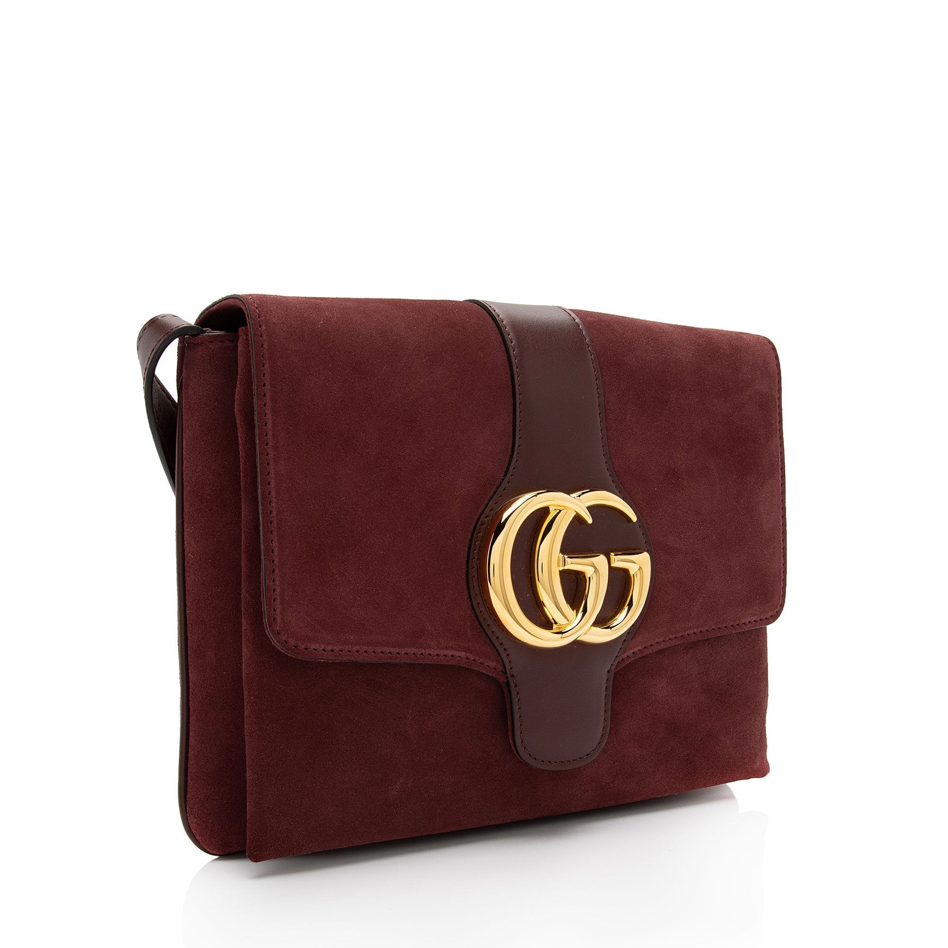 Gucci Arli SHF-JMmi1x Leather Suede Brown Red Crossbody Bag