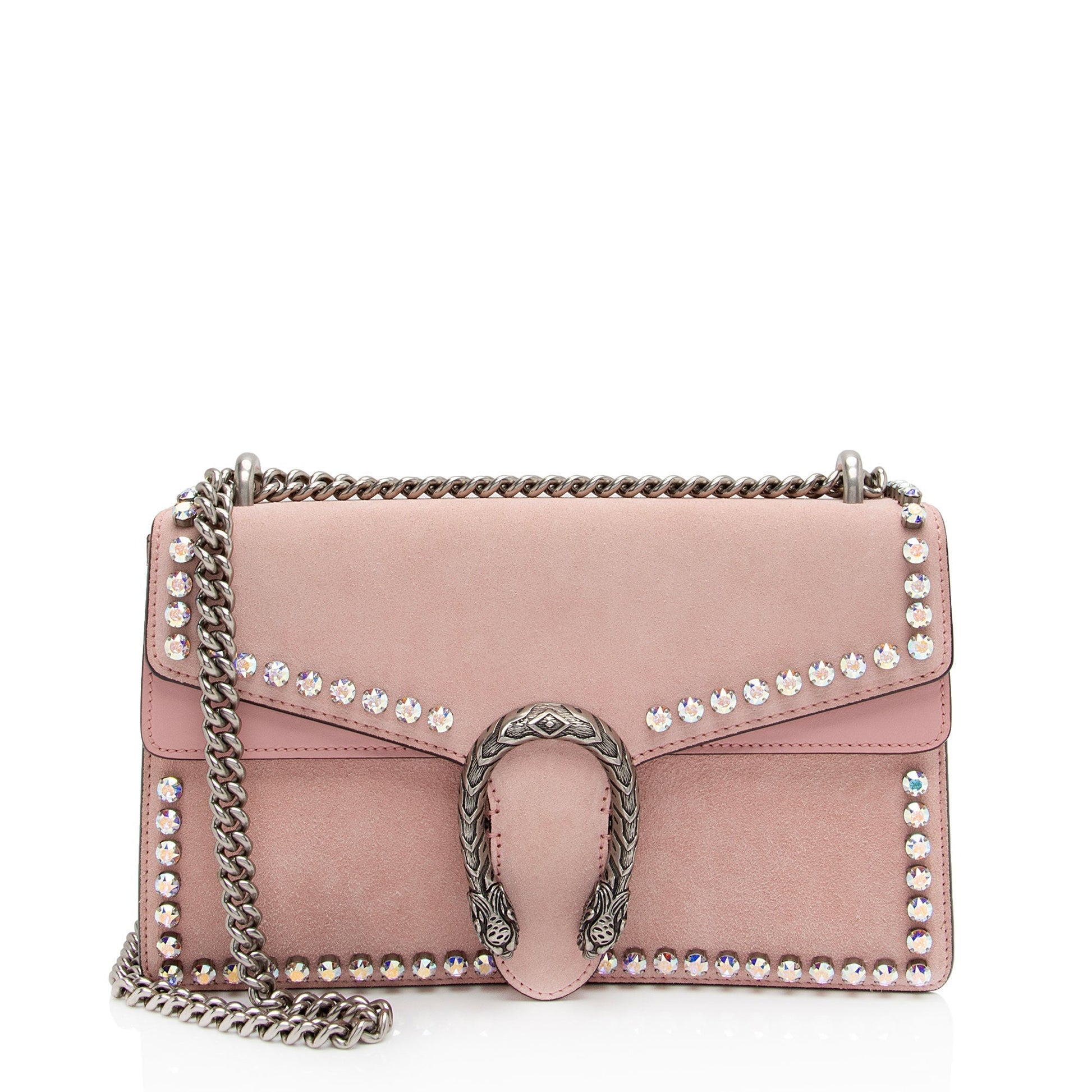 Gucci Crystal Dionysus SHF-hnxJiv Leather Suede Pink Small Shoulder Bag