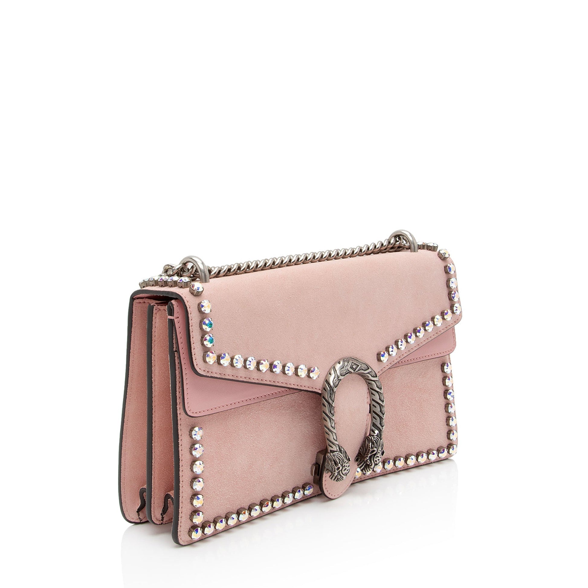 Gucci Crystal Dionysus SHF-hnxJiv Leather Suede Pink Small Shoulder Bag