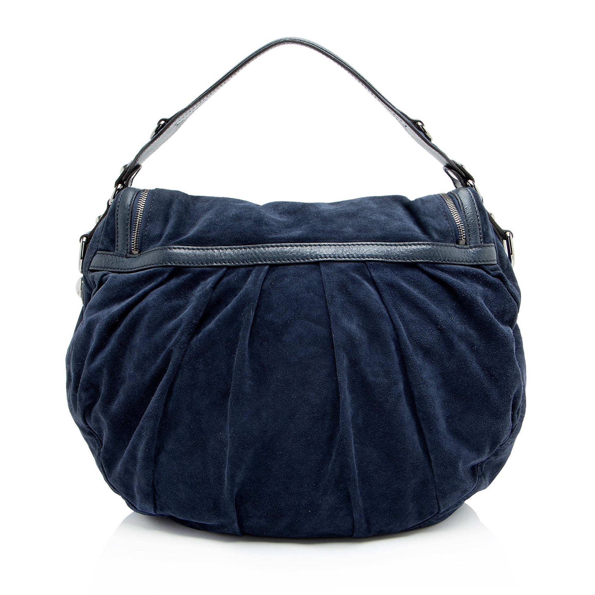 Gucci Icon Bit Leather Suede Blue Shoulder Bag