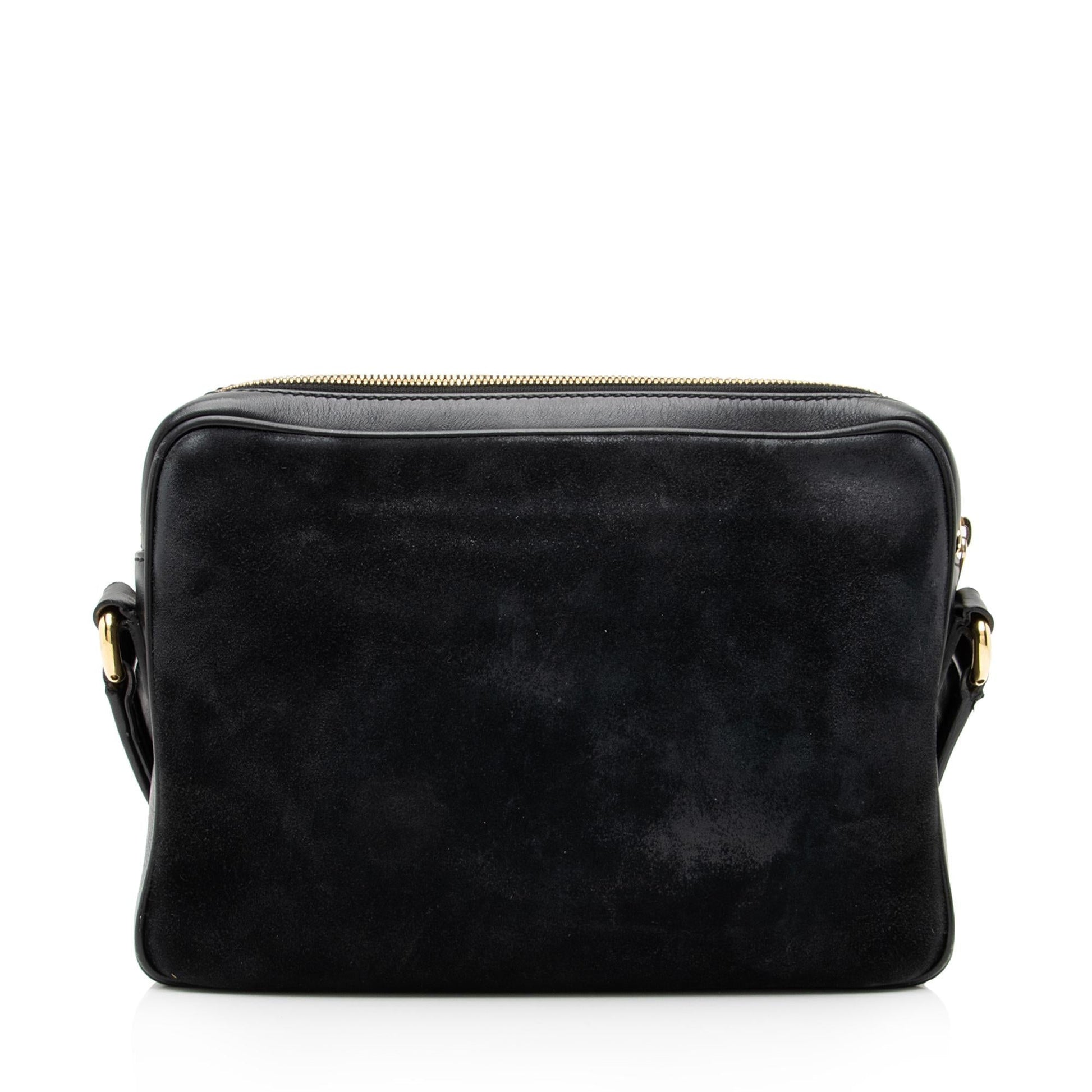 Gucci Interlocking G Morpheus Messenger SHF Leather Suede Nylon Black Shoulder Bag
