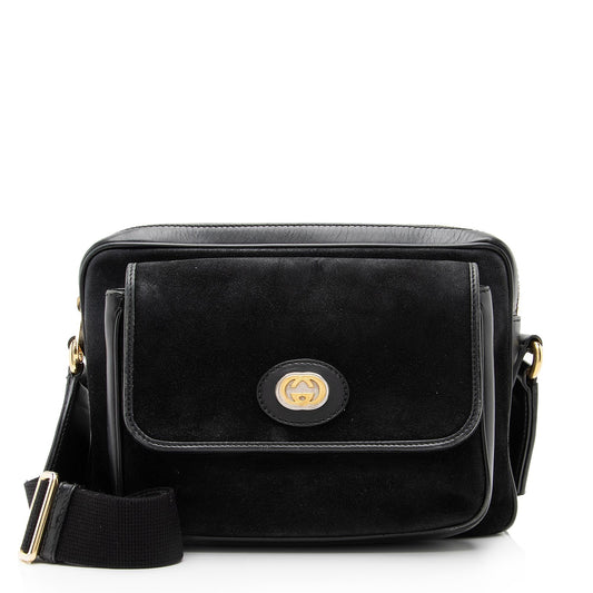 Gucci Interlocking G Morpheus Messenger SHF Leather Suede Nylon Black Shoulder Bag