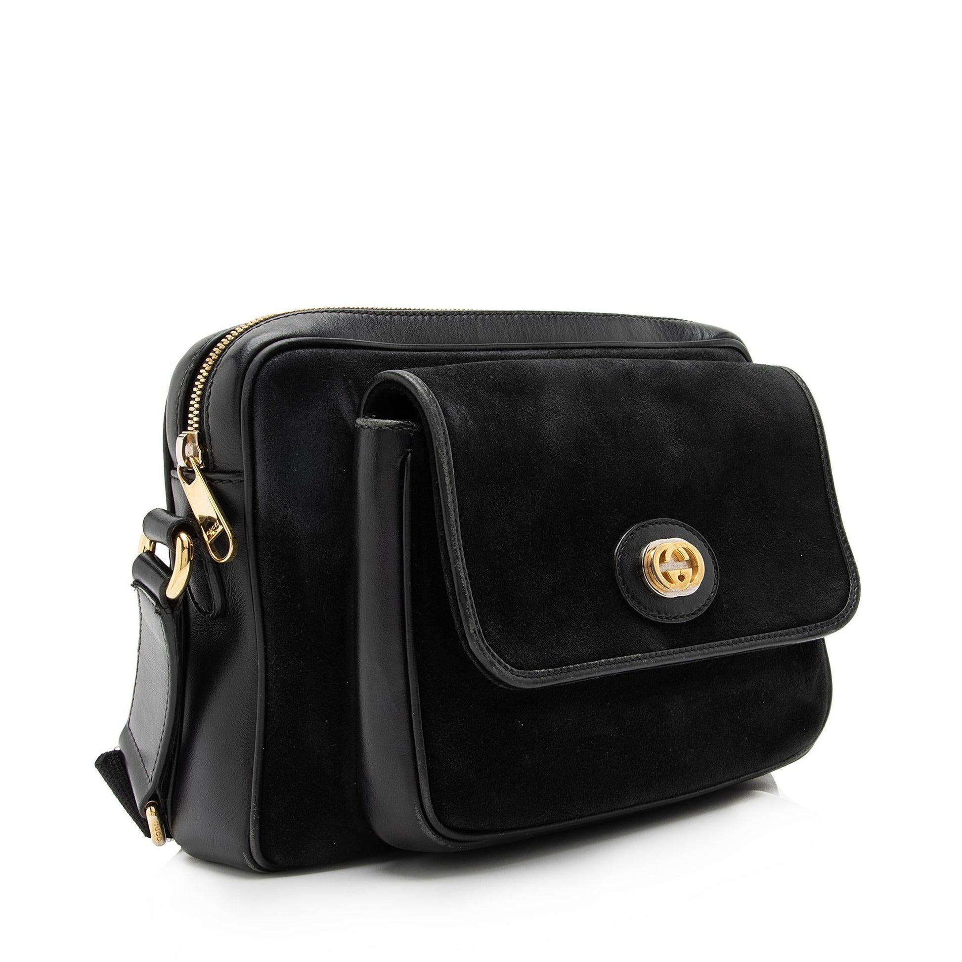 Gucci Interlocking G Morpheus Messenger SHF Leather Suede Nylon Black Shoulder Bag