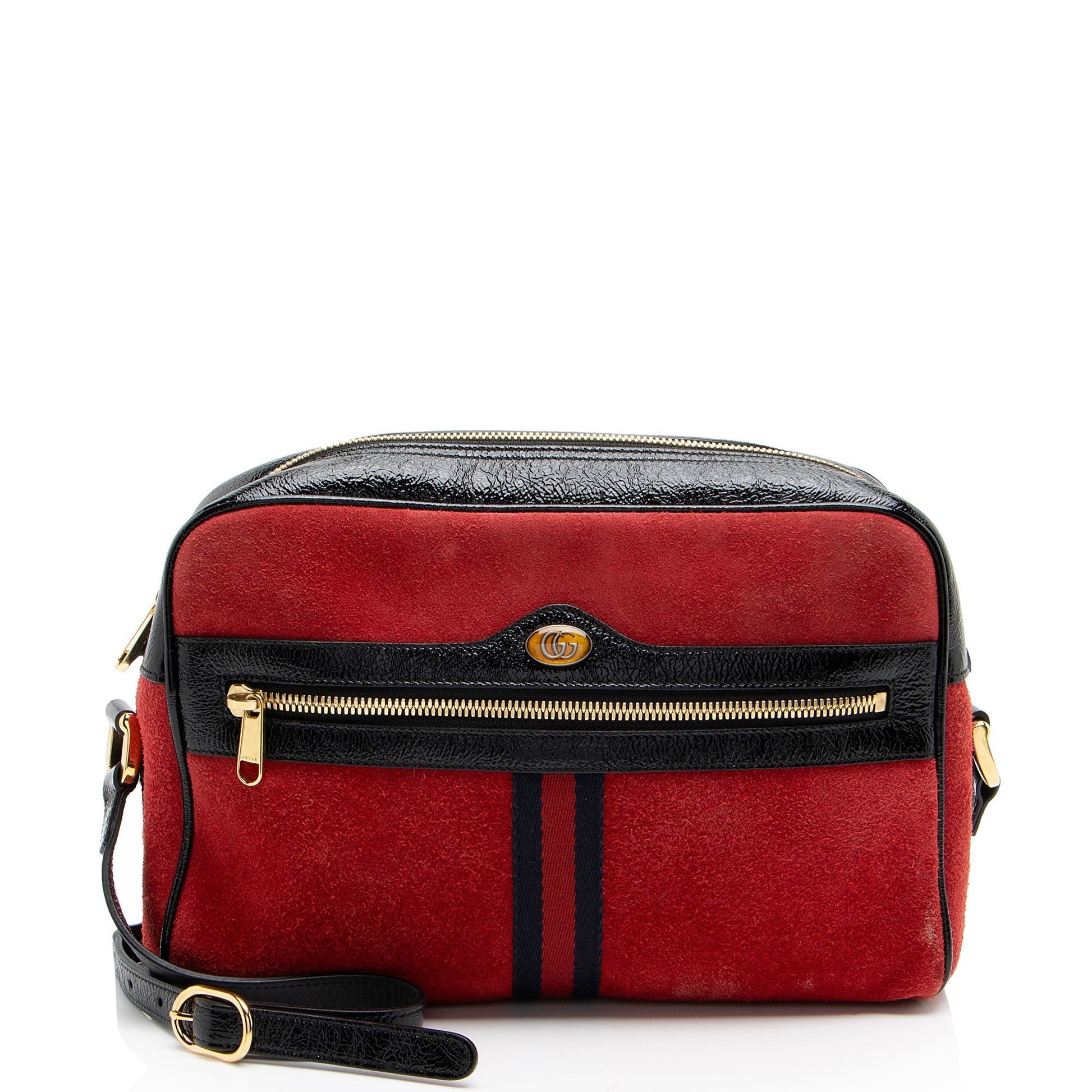 Gucci Ophidia Camera Leather Suede Nylon Patent Shoulder Bag