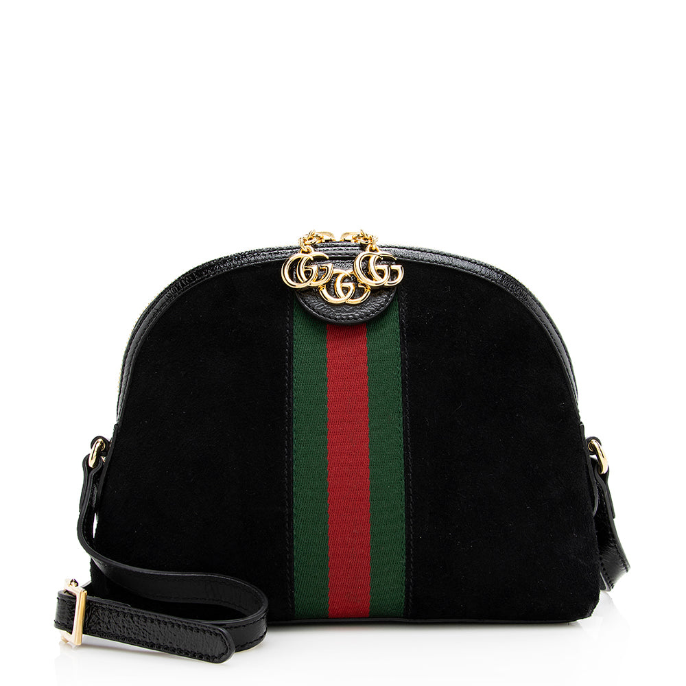 Gucci Ophidia Dome SHF Leather Suede Nylon Black Crossbody Bag