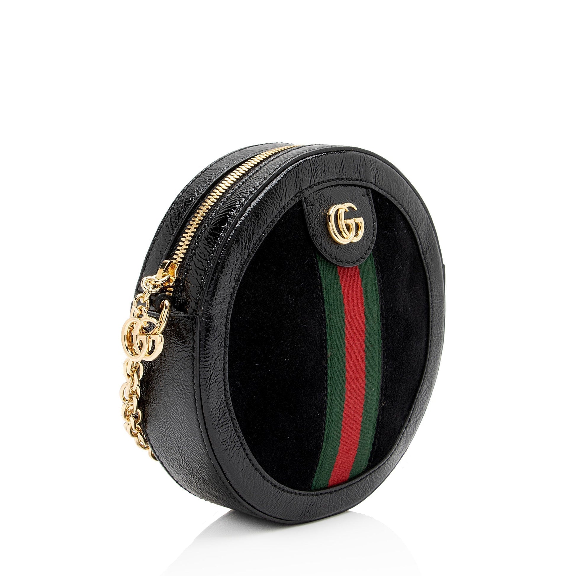Gucci Ophidia Round SHF-8Zp3I1 Leather Suede Nylon Patent Crossbody Bag
