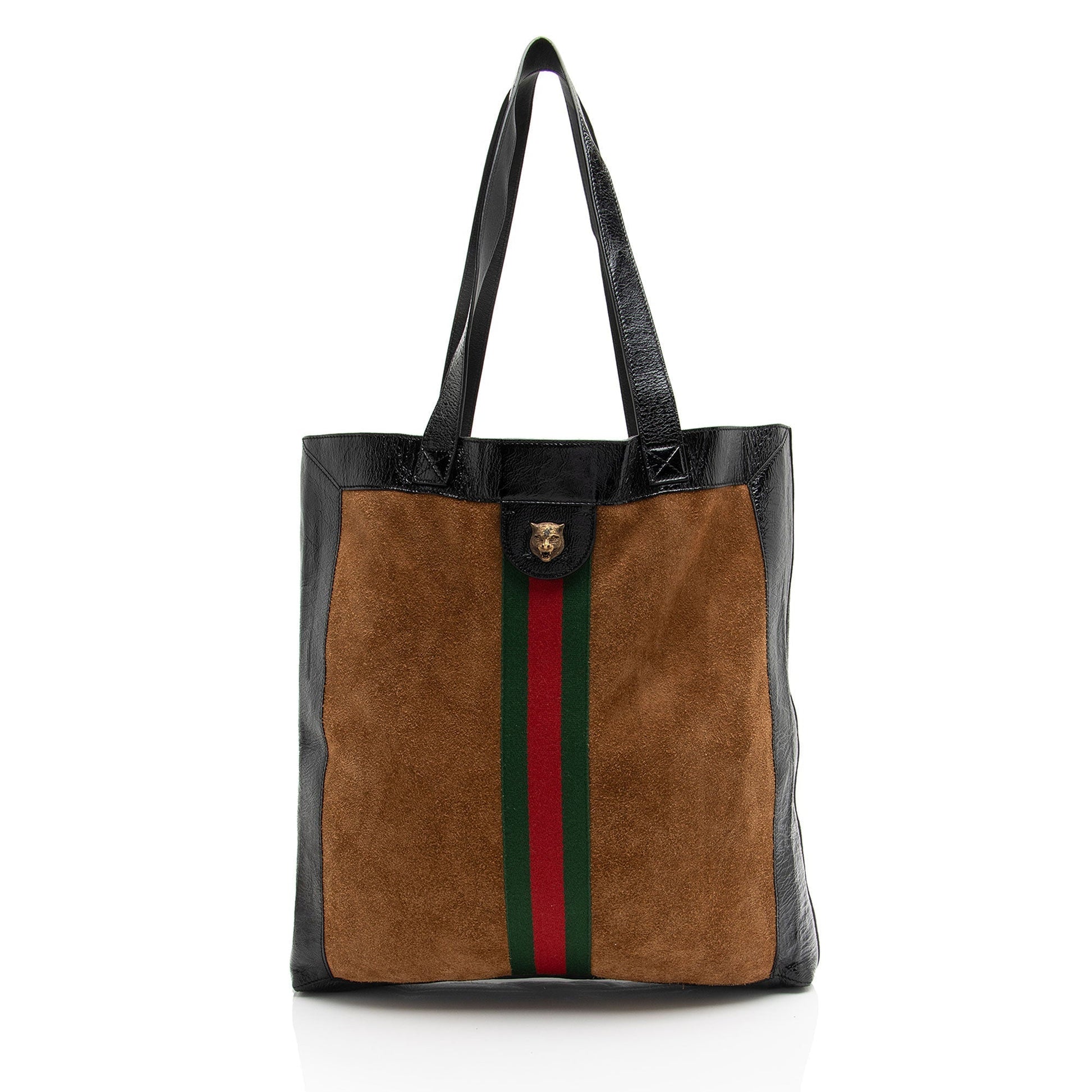 Gucci Ophidia Vertical Shopping SHF-AbSm7x Leather Suede Nylon Black Tote Bag