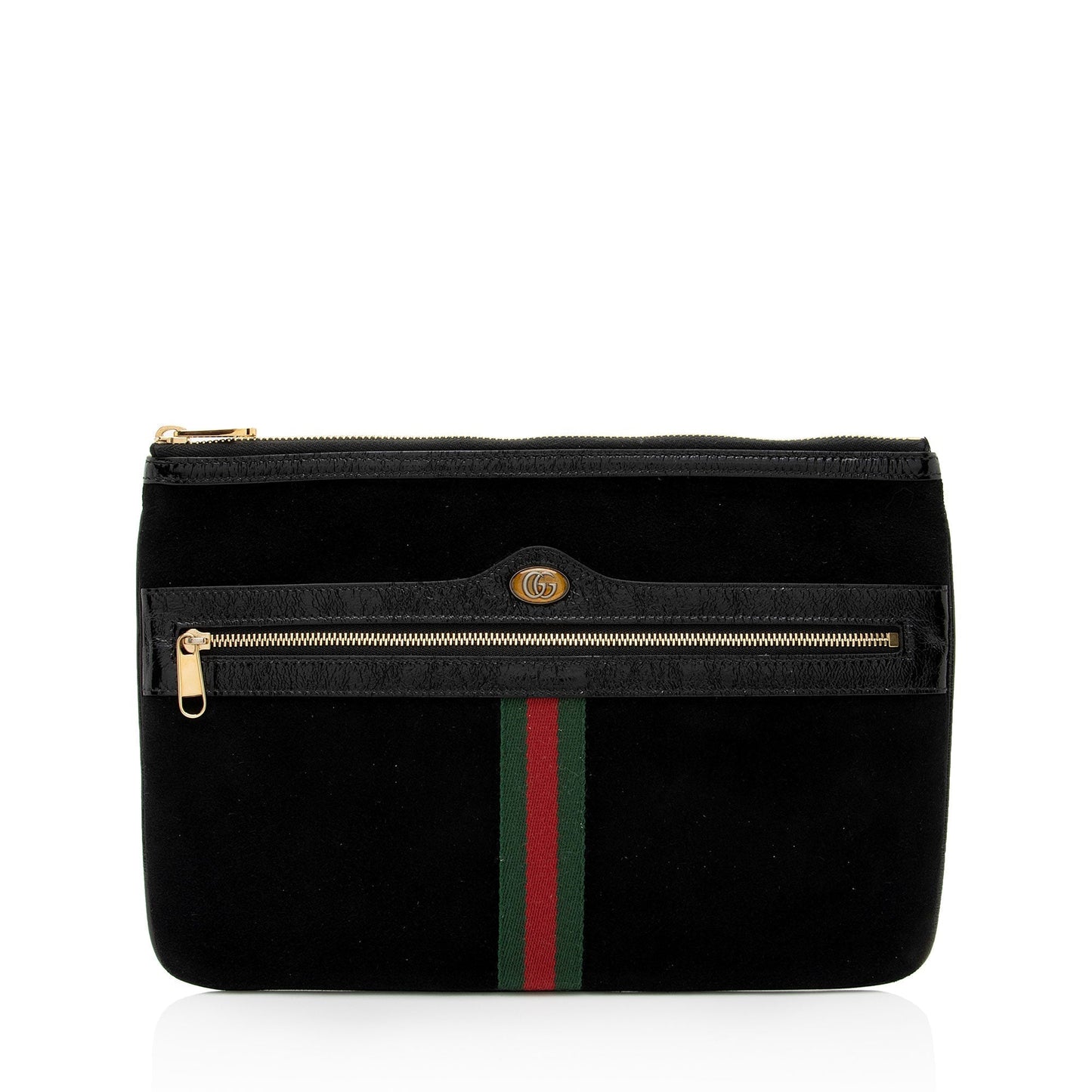 Gucci Ophidia Zip Pouch SHF-6RTERn Leather Suede Nylon Patent Clutch Bag