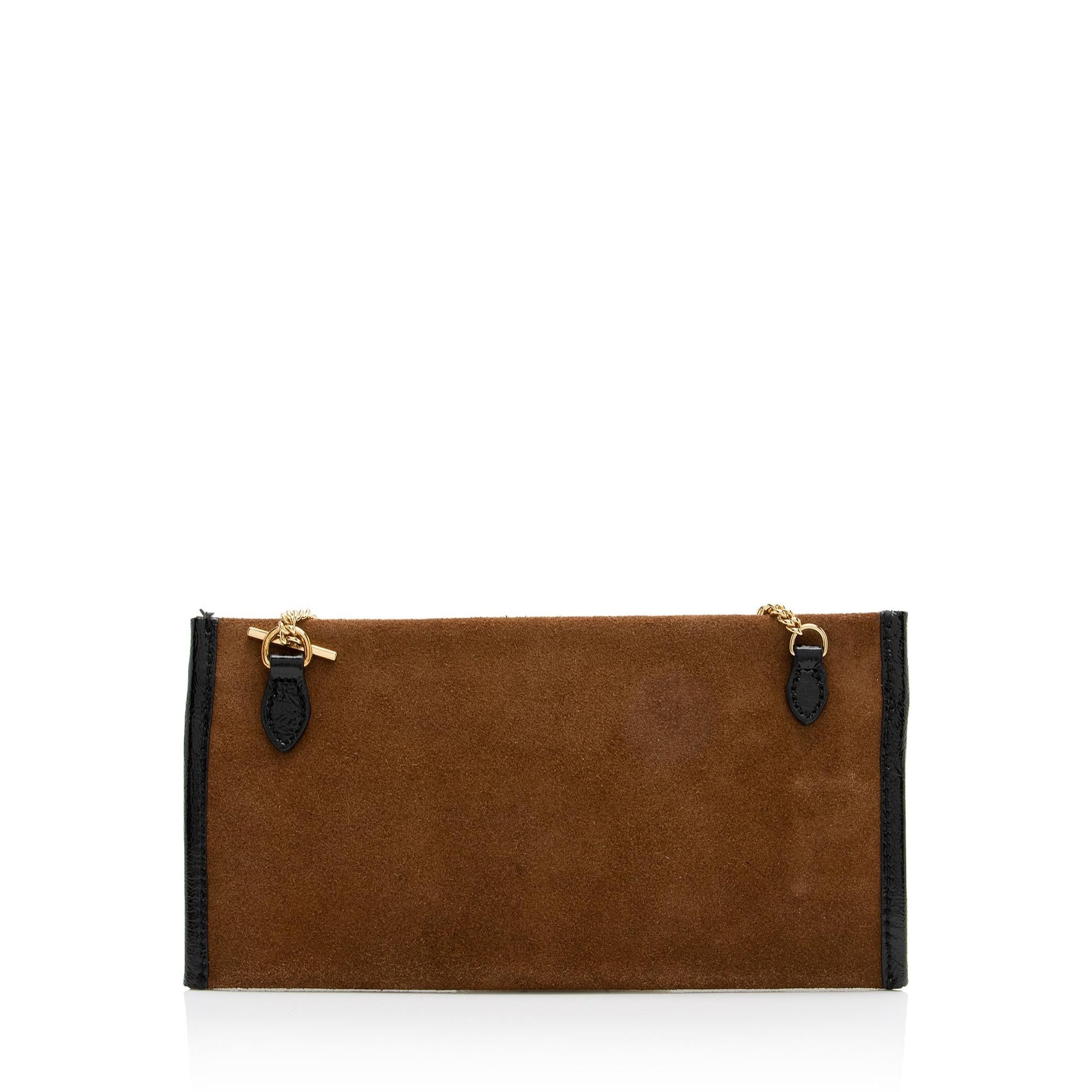 Gucci Pochette SHF Leather Suede Patent Black Clutch Bag Pochette Shf