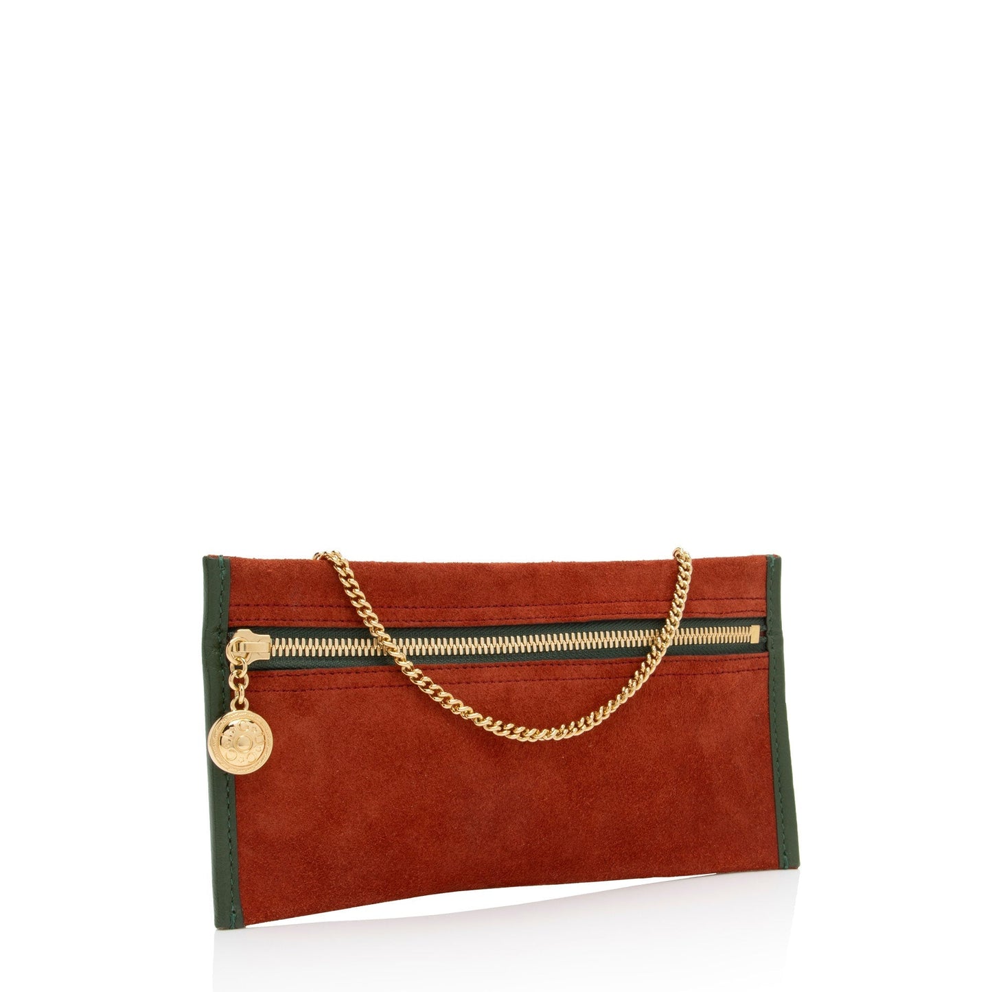 Gucci Pochette SHF-qbbjql Leather Suede Brown Green Clutch Bag