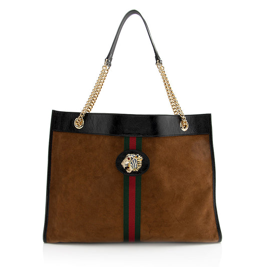 Gucci Rajah SHF Leather Suede Nylon Patent Tote Bag
