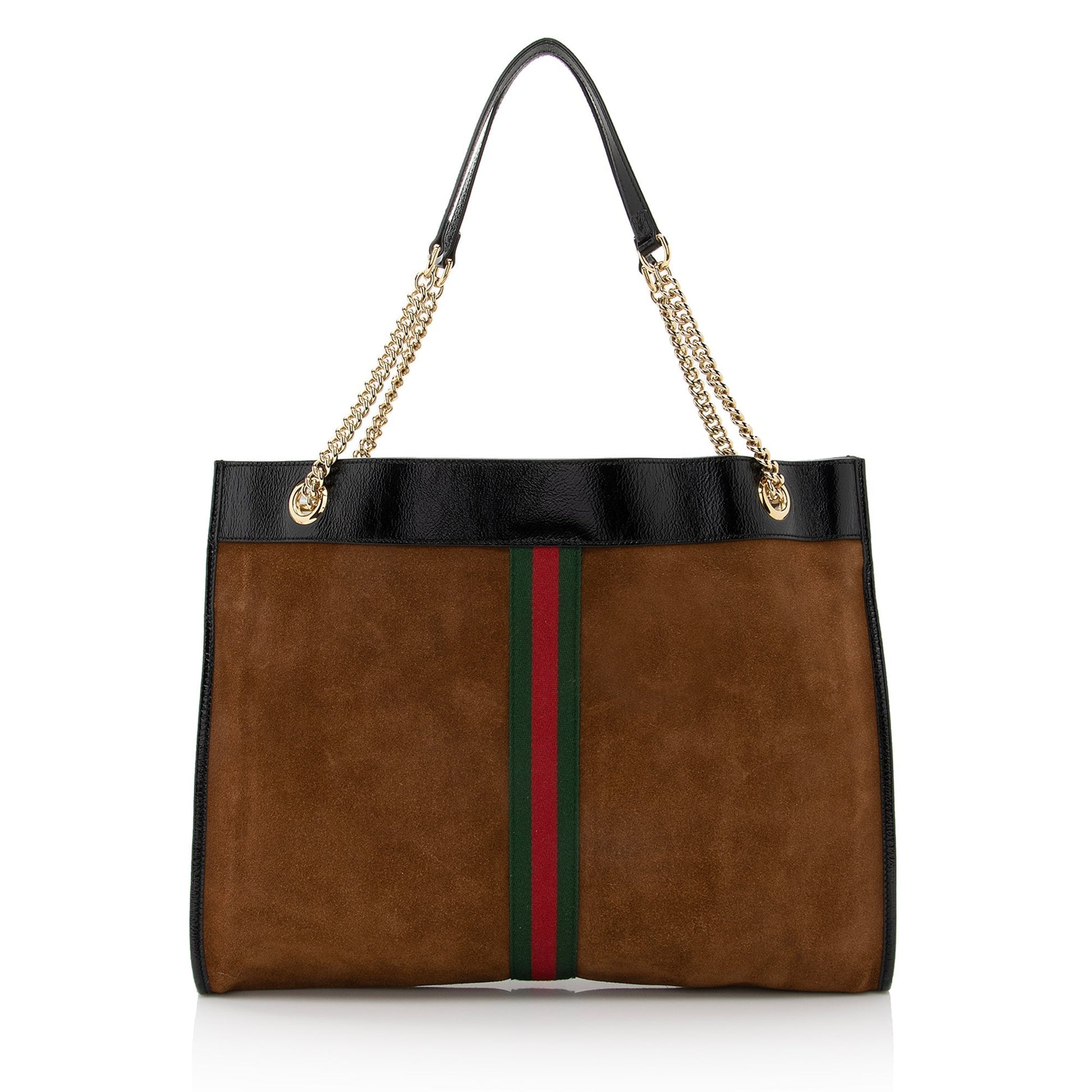 Gucci Rajah SHF Leather Suede Nylon Black Tote Bag
