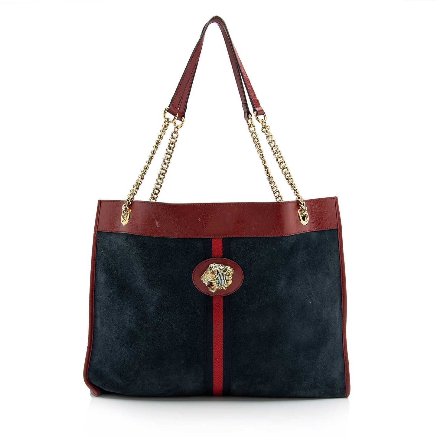 Gucci Rajah SHF Leather Suede Nylon Blue Tote Bag Tote Shf
