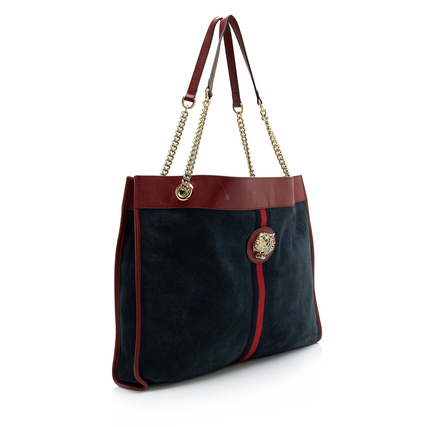 Gucci Rajah SHF Leather Suede Nylon Blue Tote Bag Tote Shf