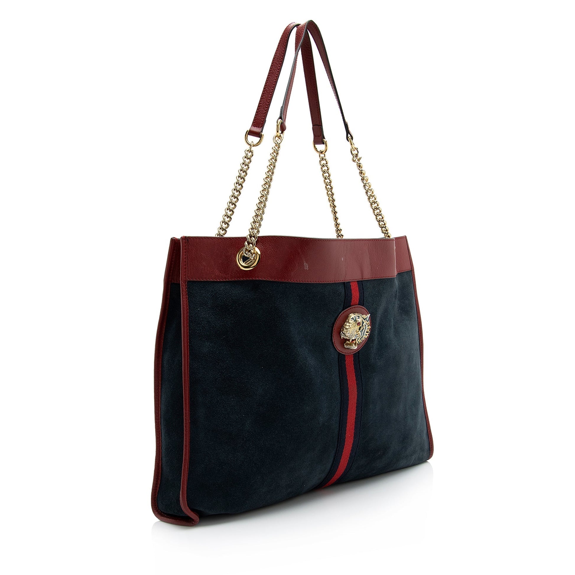 Gucci Rajah SHF Leather Suede Nylon Blue Tote Bag Tote Shf