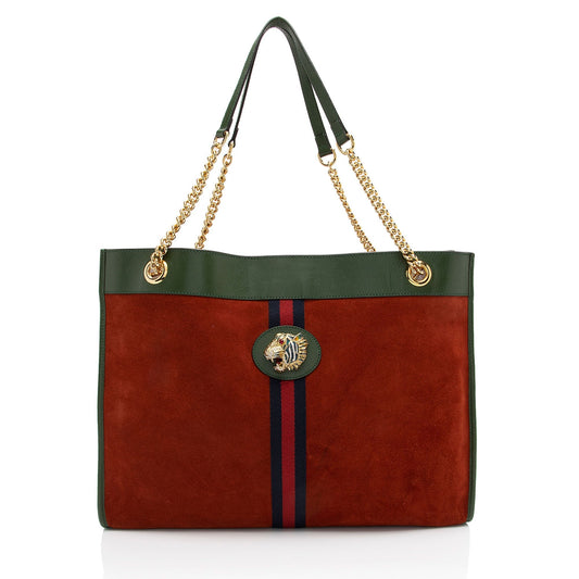 Gucci Rajah SHF-eovfw8 Leather Suede Nylon Green Tote Bag