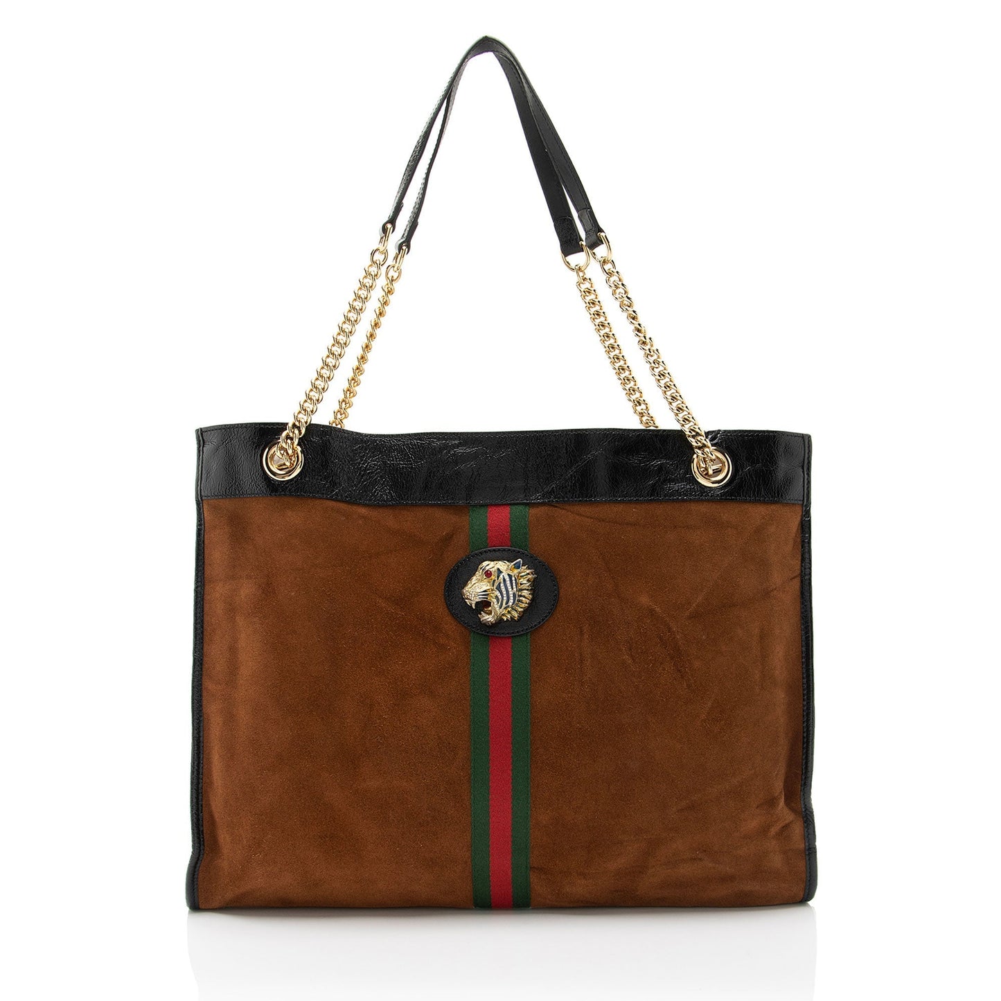 Gucci Rajah SHF-Xhkc0H Leather Suede Nylon Black Tote Bag