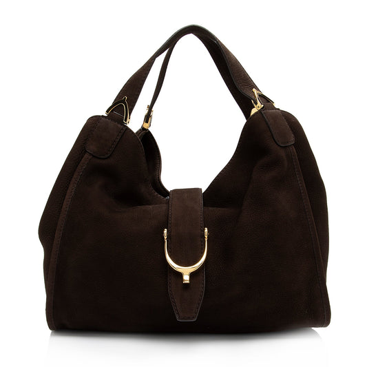 Gucci Stirrup SHF-XdZ15l Suede Brown Tote Bag