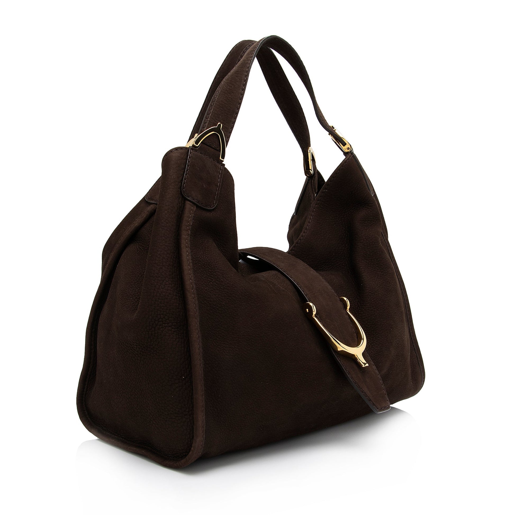 Gucci Stirrup SHF-XdZ15l Suede Brown Tote Bag