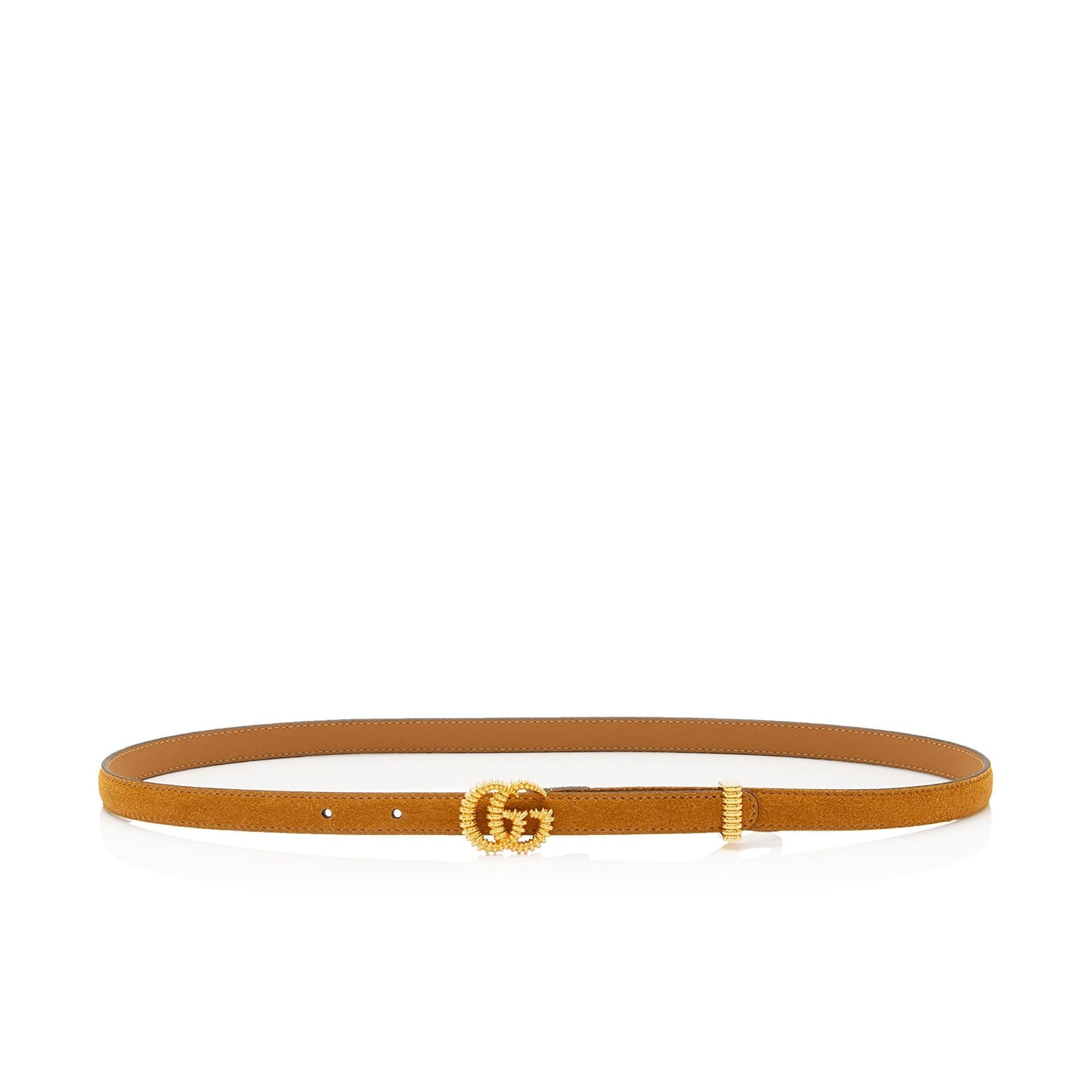 Gucci Torchon GG Skinny Belt - Leather Suede Brown Gold Accessory Shf Mlhmgz