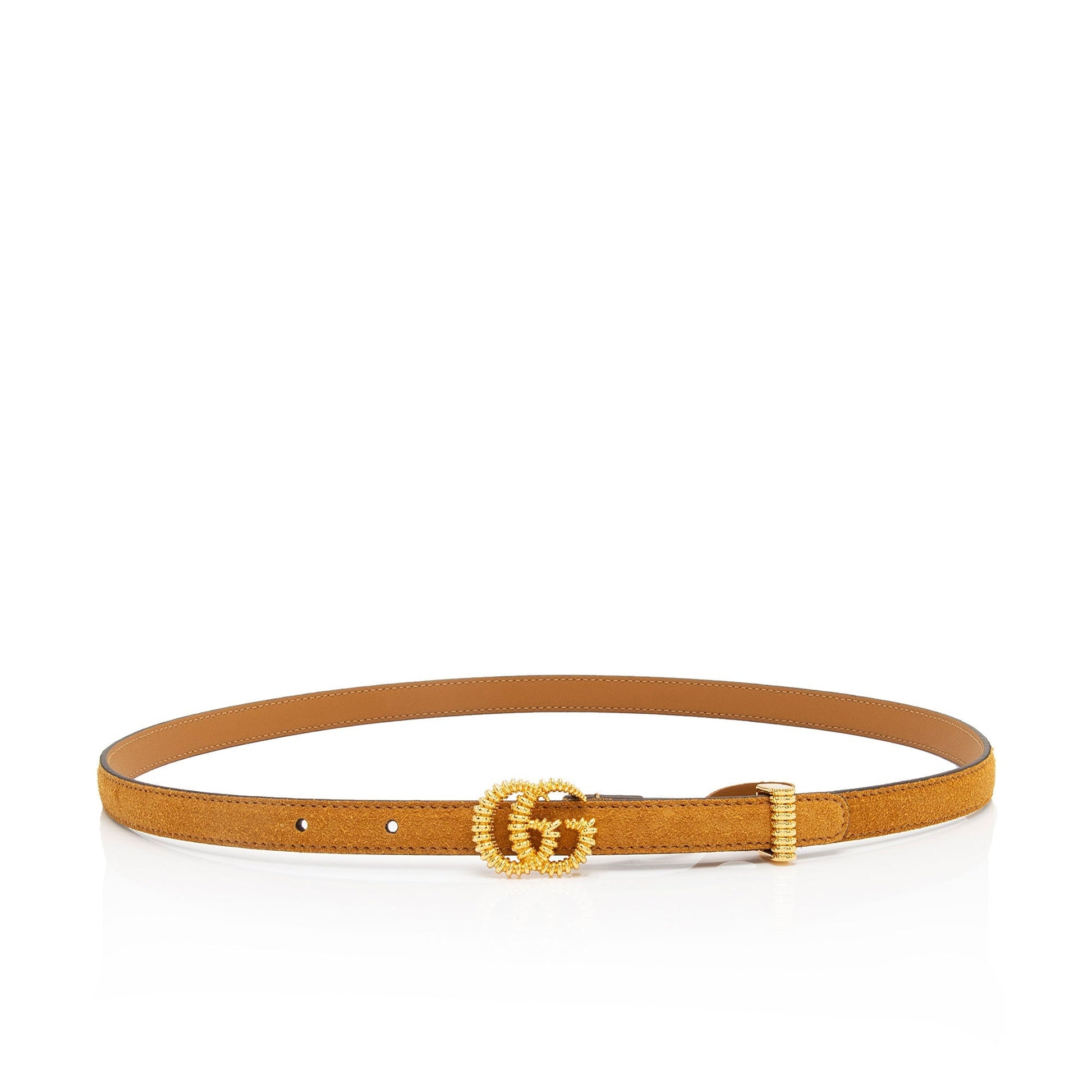 Gucci Torchon GG Skinny Belt - Leather Suede Brown Gold Accessory Shf 3Q44Df