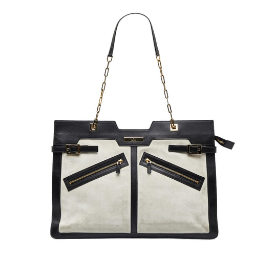 Gucci SHG-DsFoOs Suede Calf Black White Tote Bag