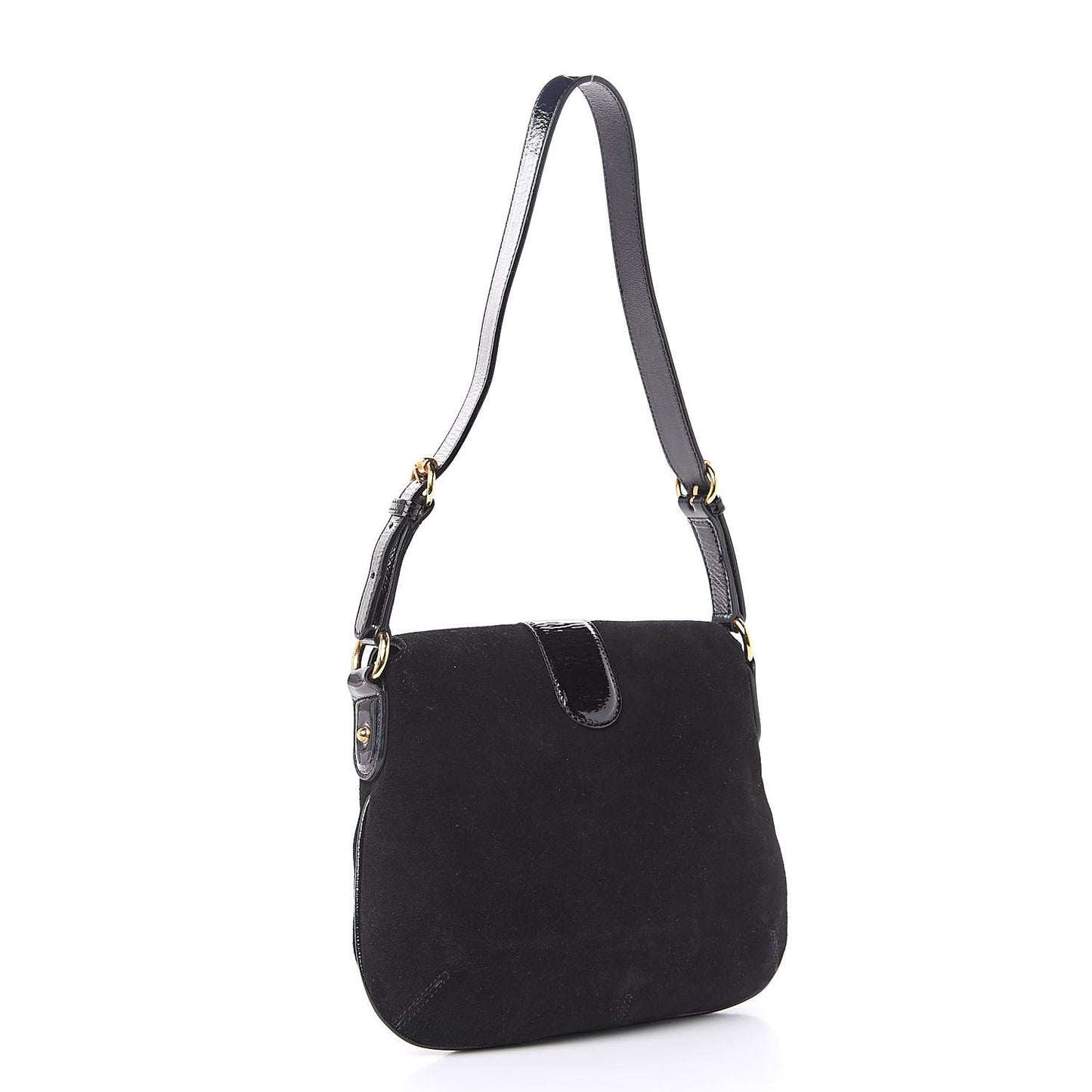 Gucci Wave Suede Black Flap Travel Bag