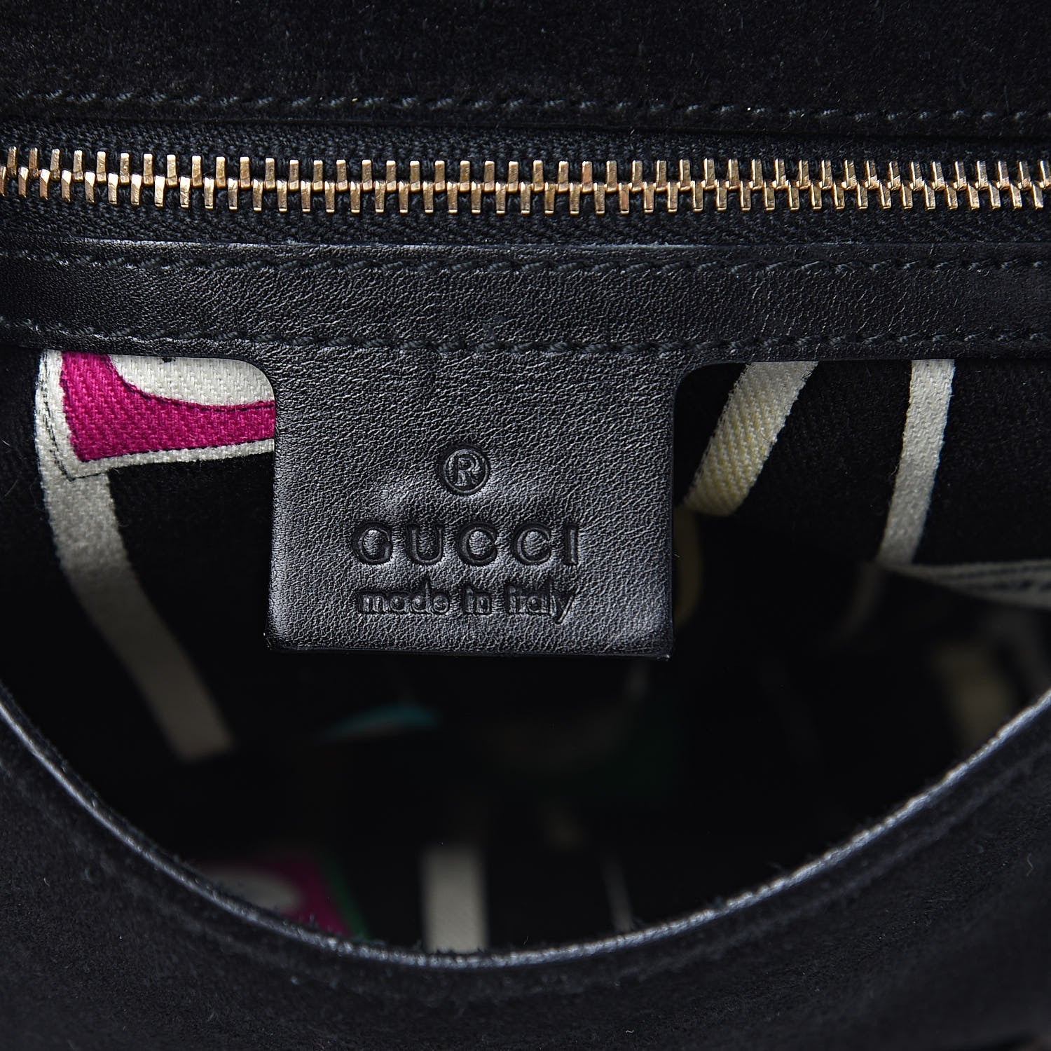 Gucci Wave Suede Black Flap Travel Bag