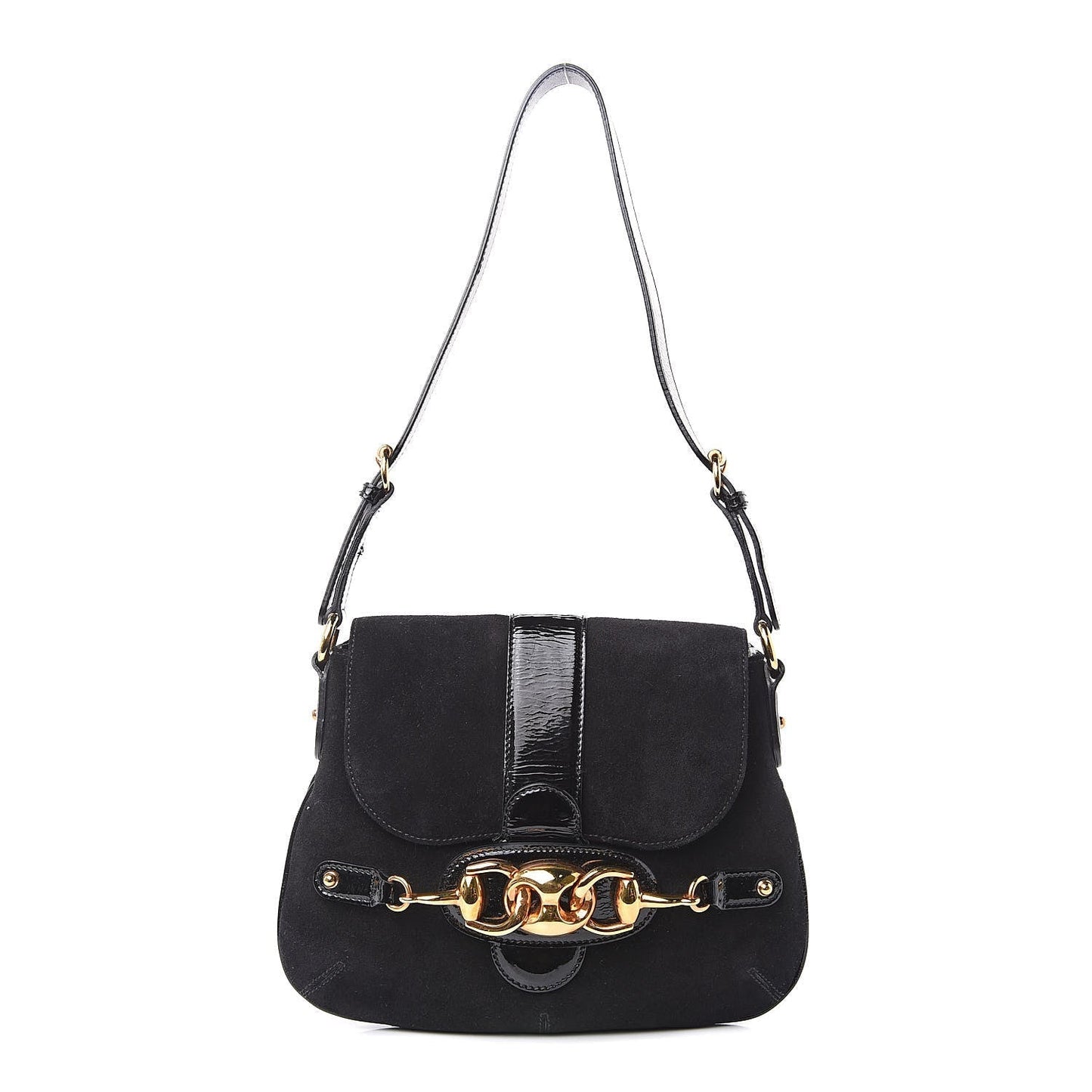 Gucci Wave Suede Black Flap Travel Bag
