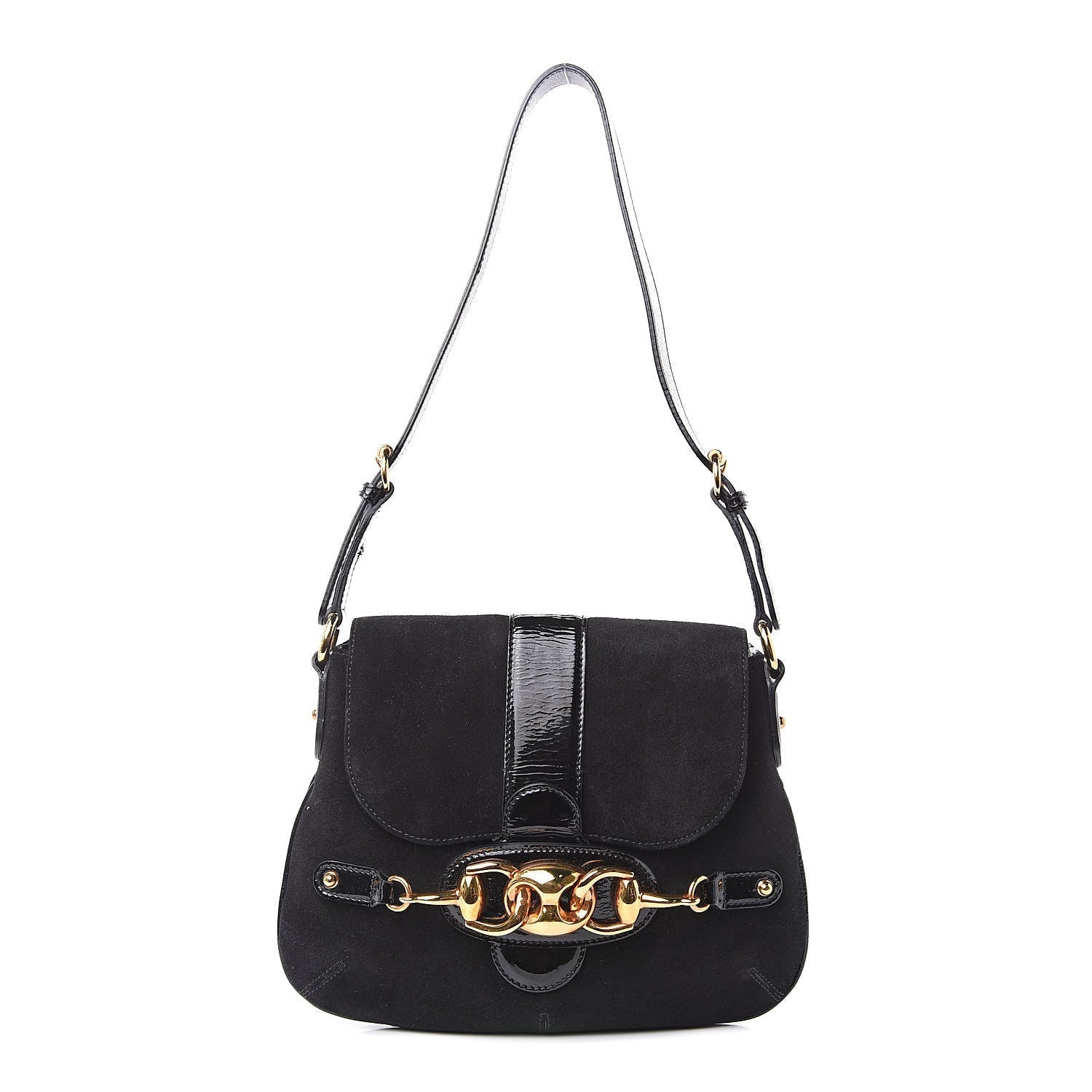 Gucci Wave Suede Black Flap Travel Bag