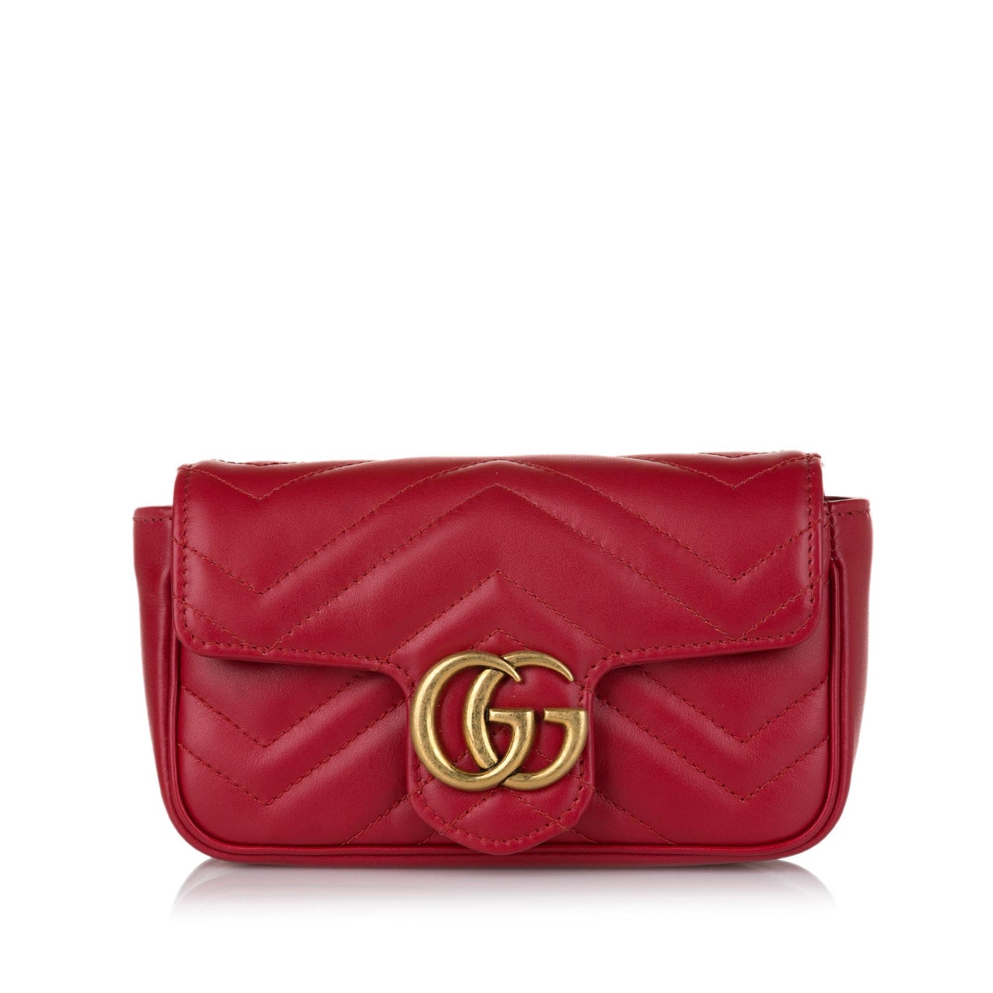 Gucci Super GG Marmont SHG Leather Calf Red Mini Crossbody Bag