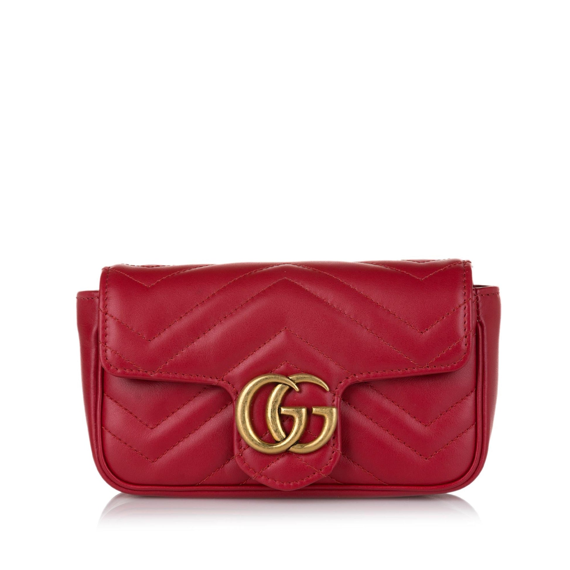 Gucci Super GG Marmont SHG Leather Calf Red Mini Crossbody Bag