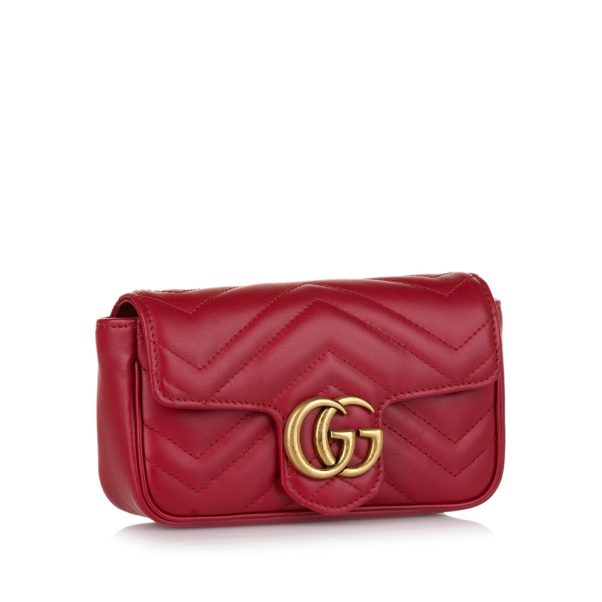 Gucci Super GG Marmont SHG Leather Calf Red Mini Crossbody Bag