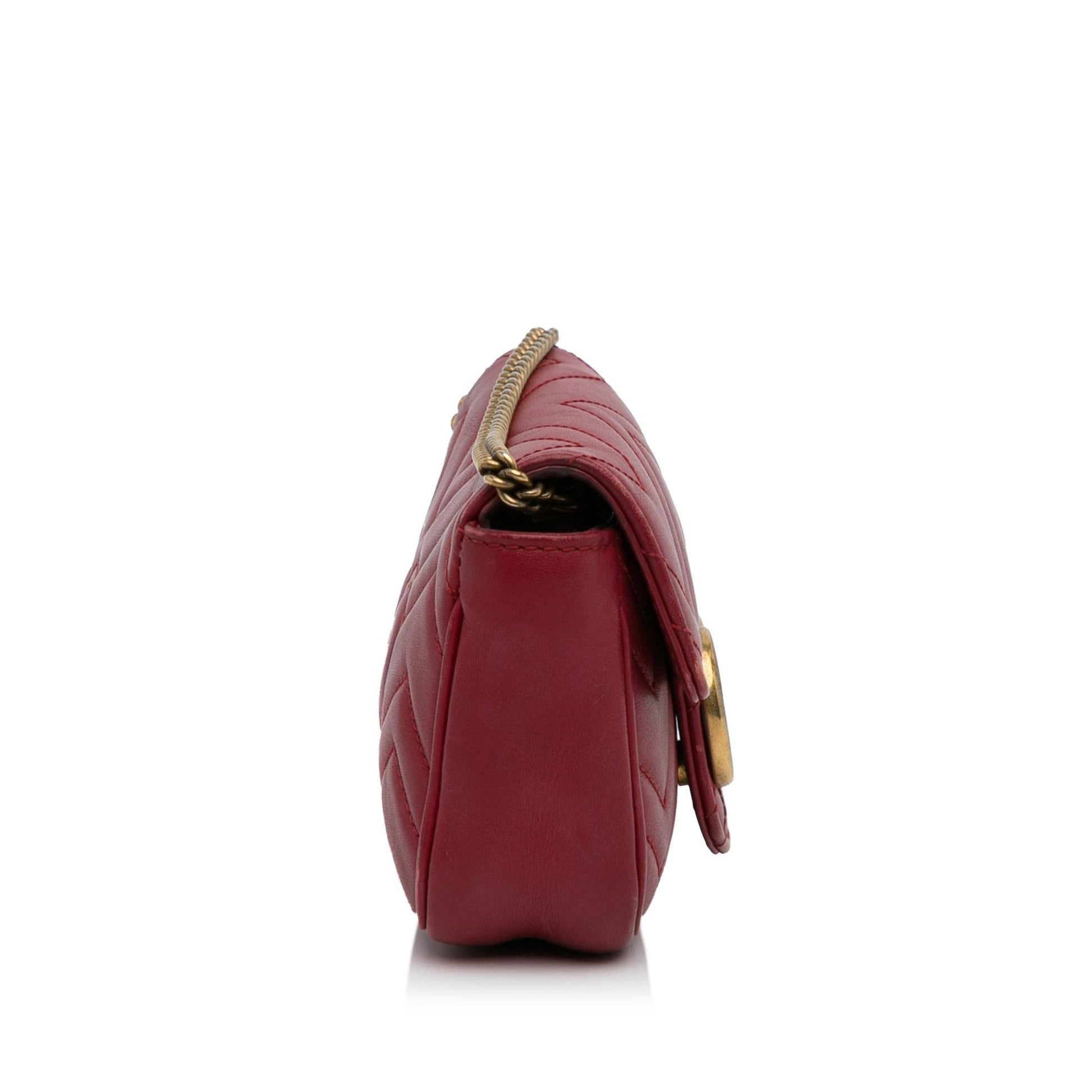 Gucci Super GG Marmont Matelasse Calf Red Mini Crossbody Bag