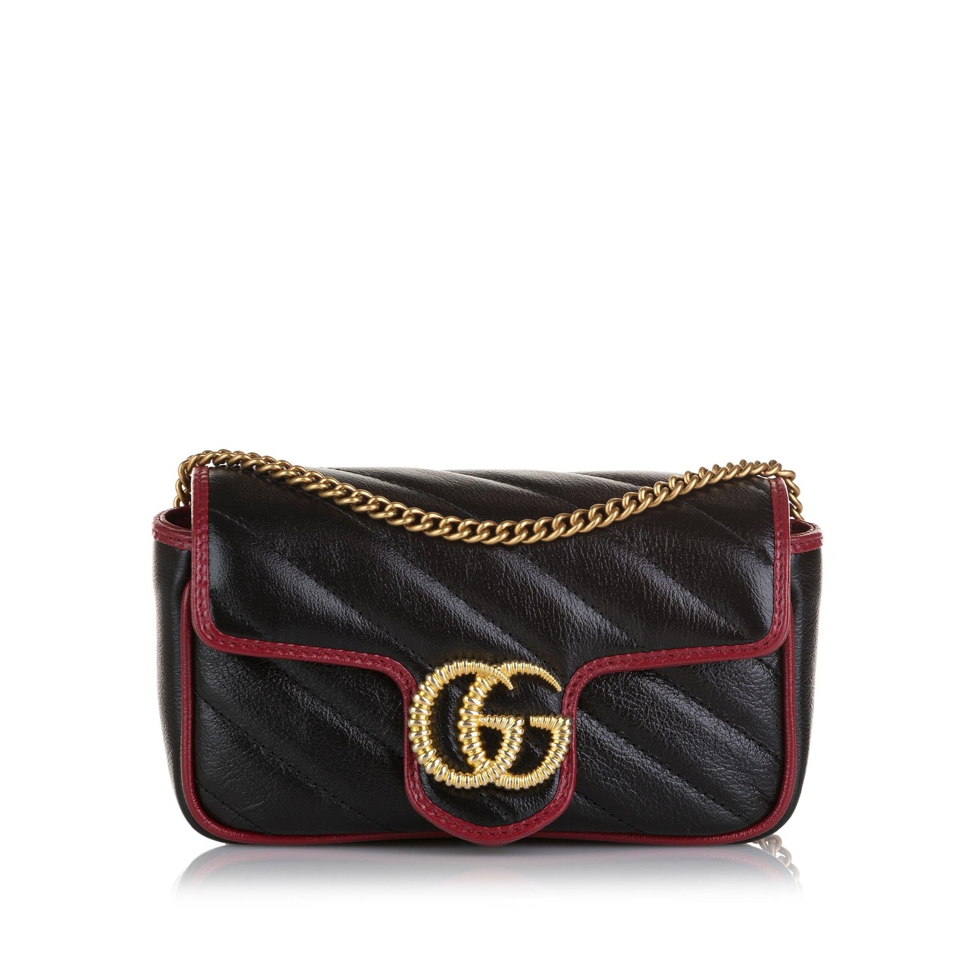 Gucci Super GG Marmont SHG-Nq7OgP Calf Black Mini Crossbody Bag