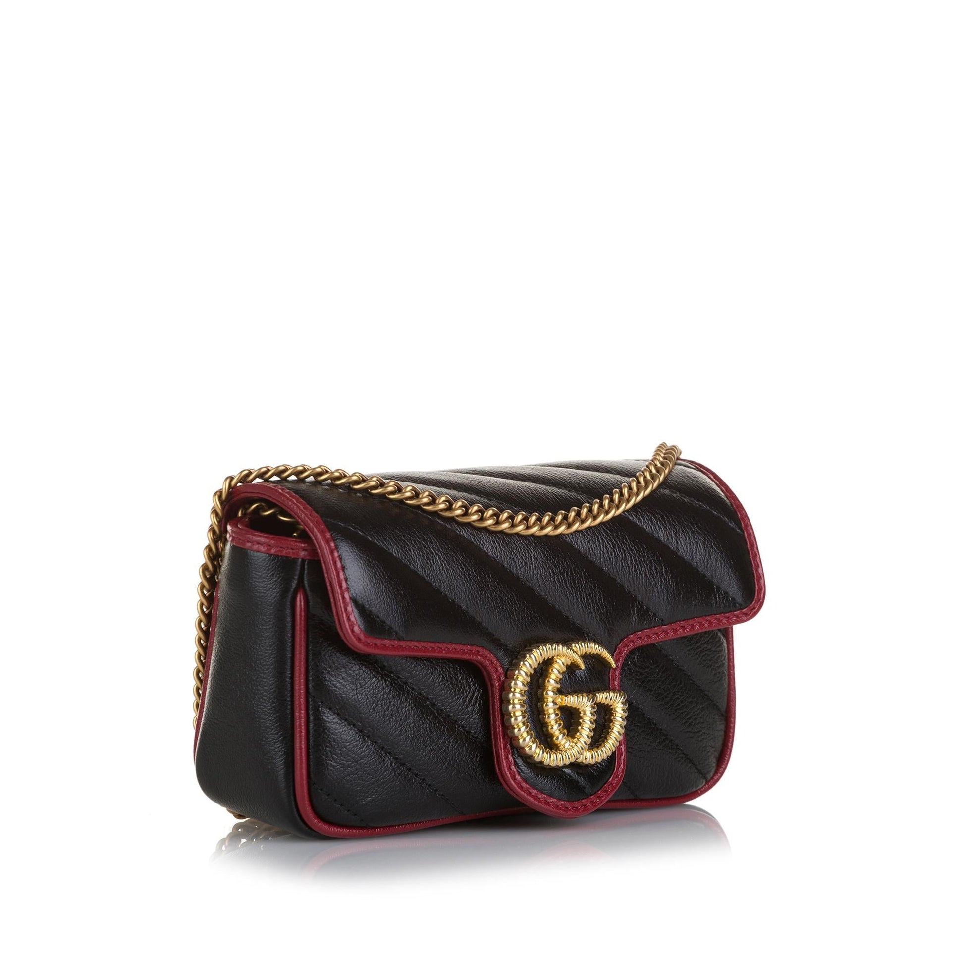 Gucci Super GG Marmont SHG-Nq7OgP Calf Black Mini Crossbody Bag