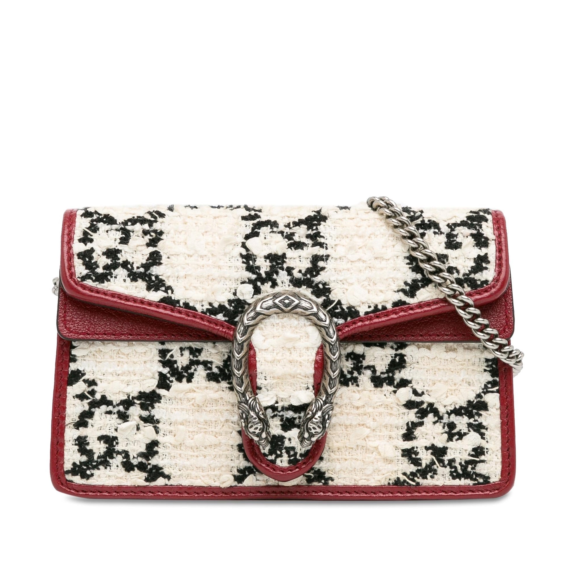 Gucci Super GG Tweed Dionysus SHG-a03ekZ Calf White Red Mini Crossbody Bag