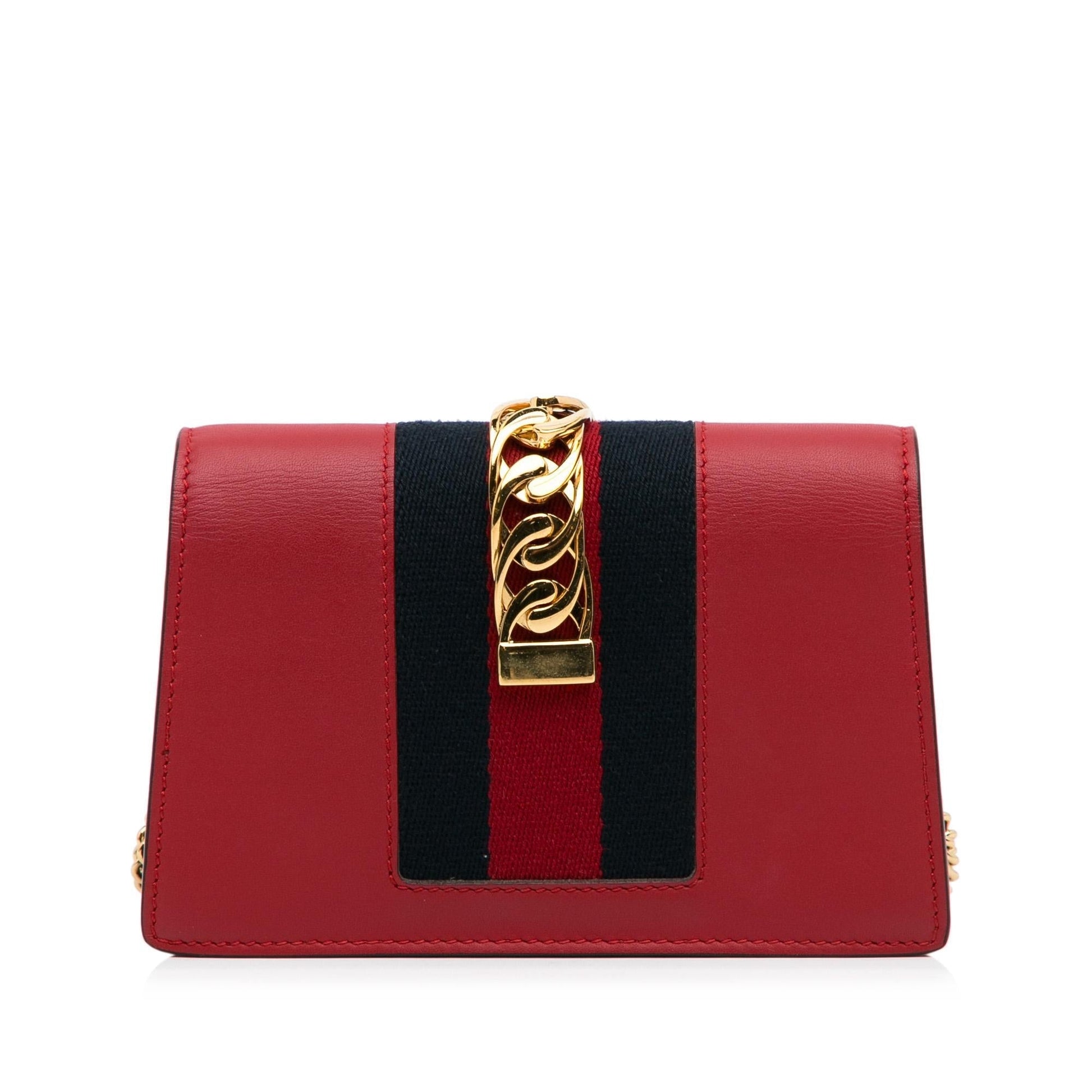 Gucci Super Sylvie SHG-LSaXfy Calf Red Mini Chain Crossbody Bag