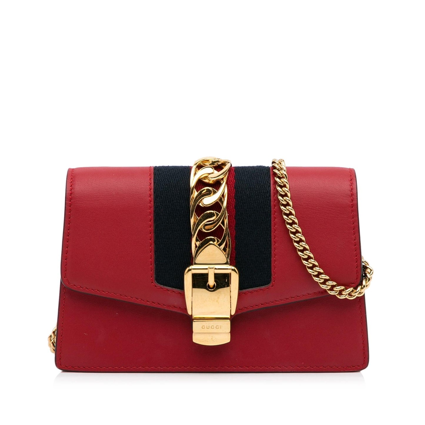 Gucci Super Sylvie SHG-LSaXfy Calf Red Mini Chain Crossbody Bag