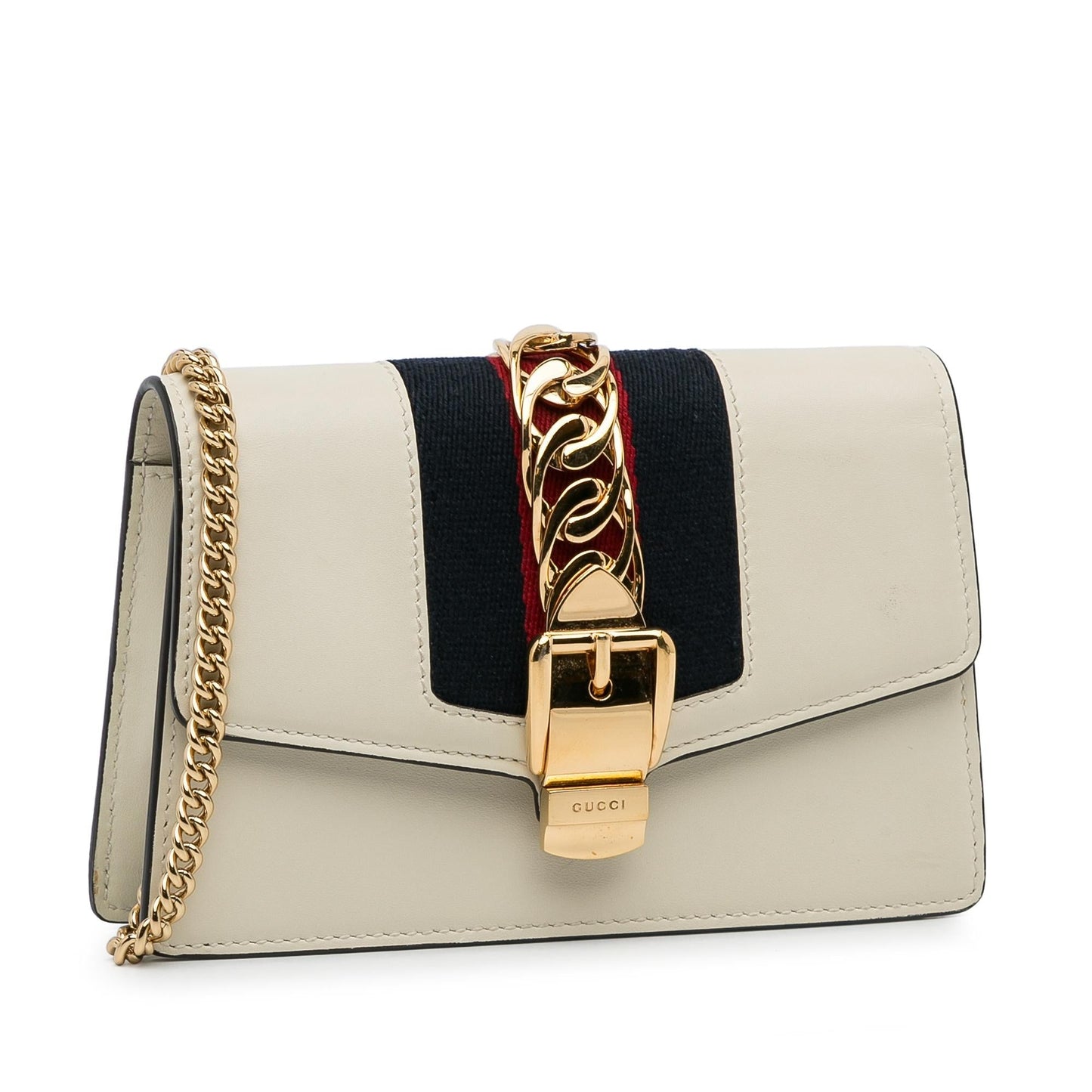 Gucci Super Sylvie SHG-yNIHwW Calf White Mini Chain Crossbody Bag