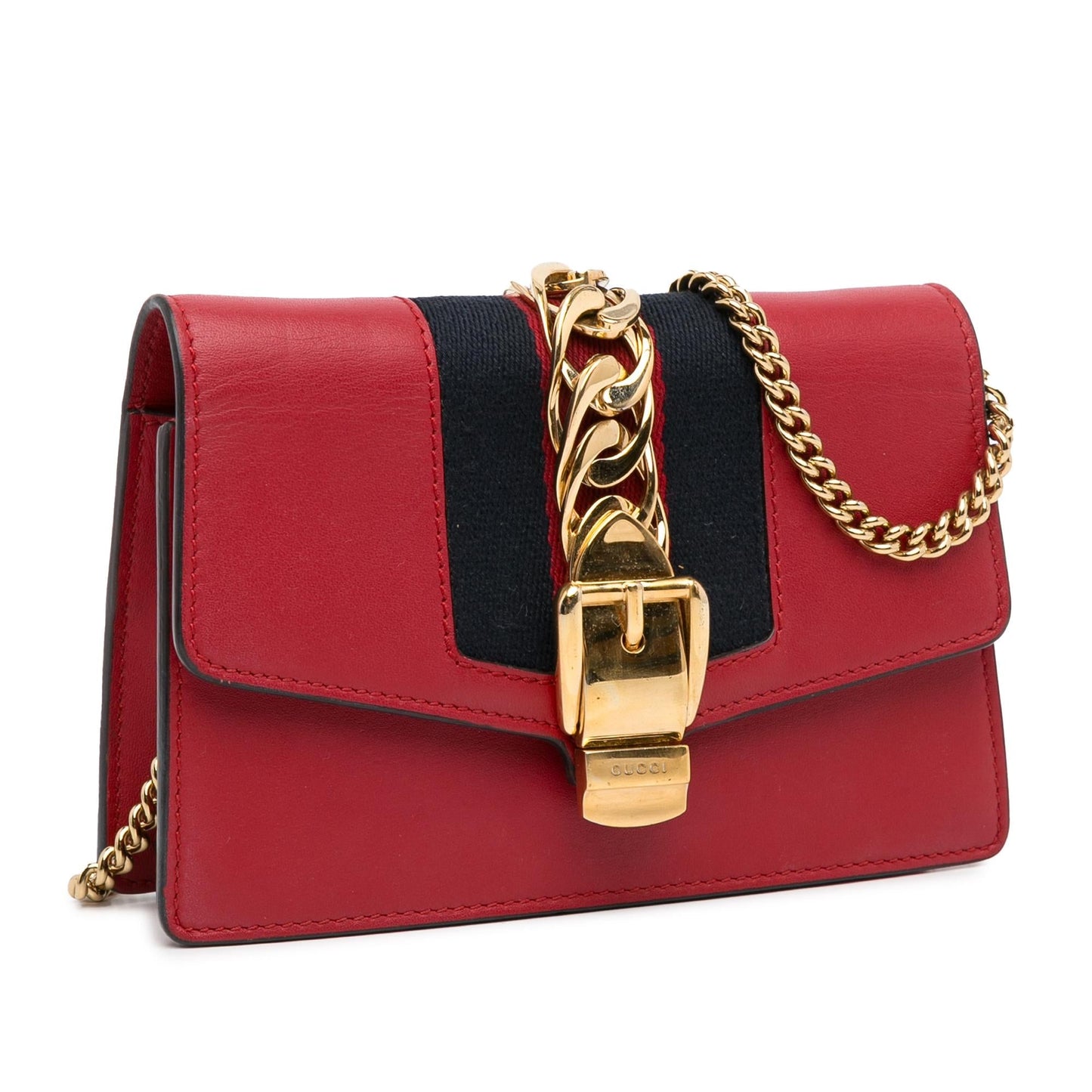 Gucci Super Sylvie Calf Red Mini Chain Crossbody Bag