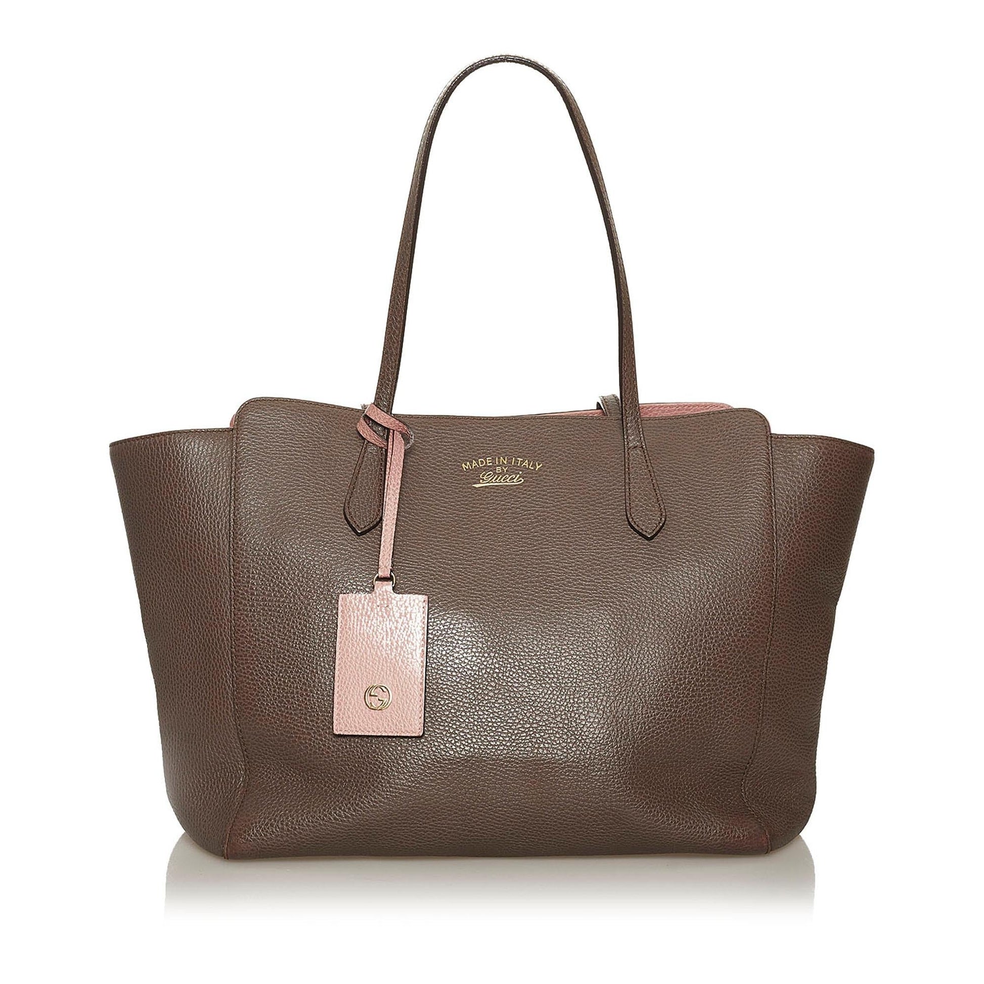 Gucci Swing SHG Leather Calf Brown Tote Bag 3
