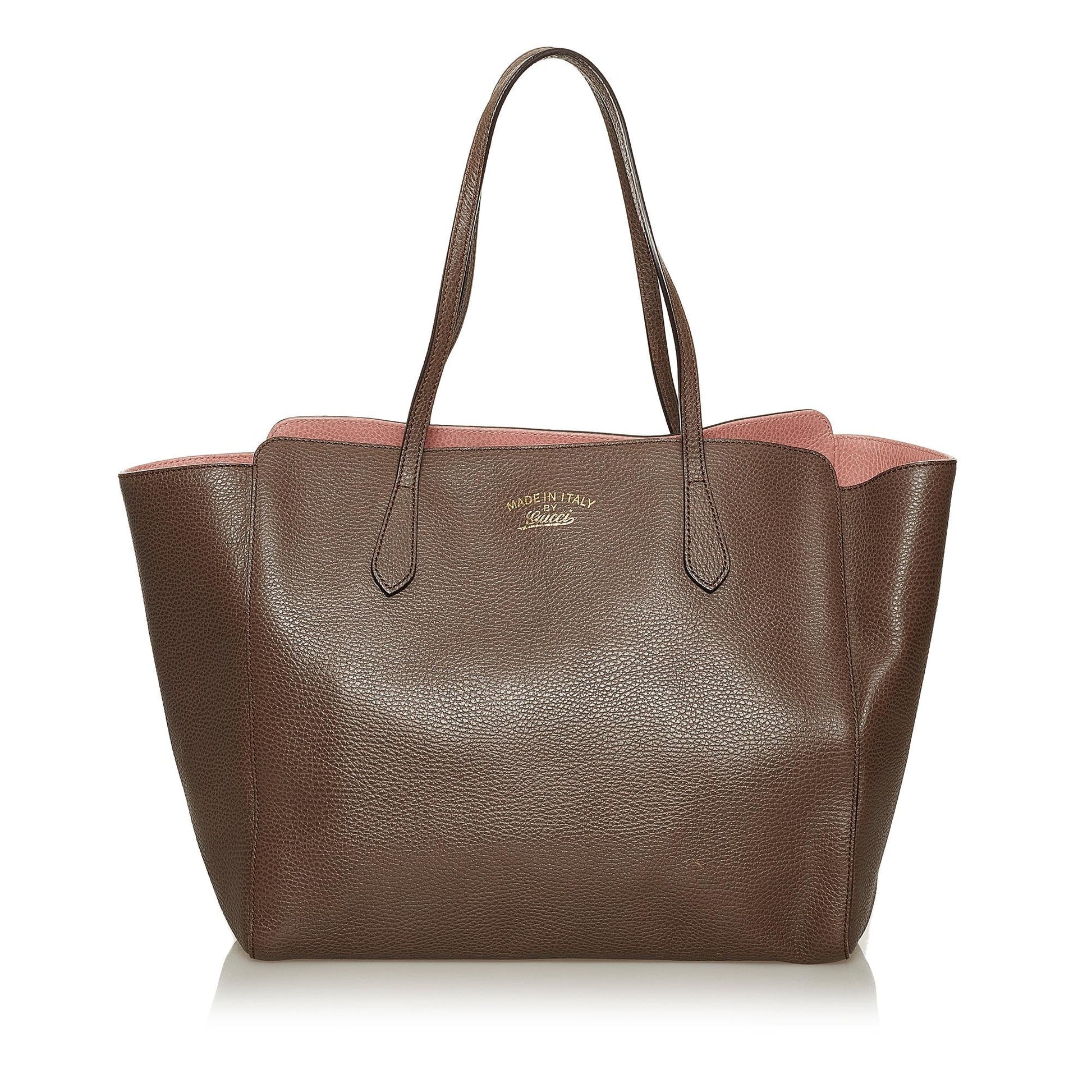 Gucci Swing SHG Leather Calf Brown Tote Bag 4