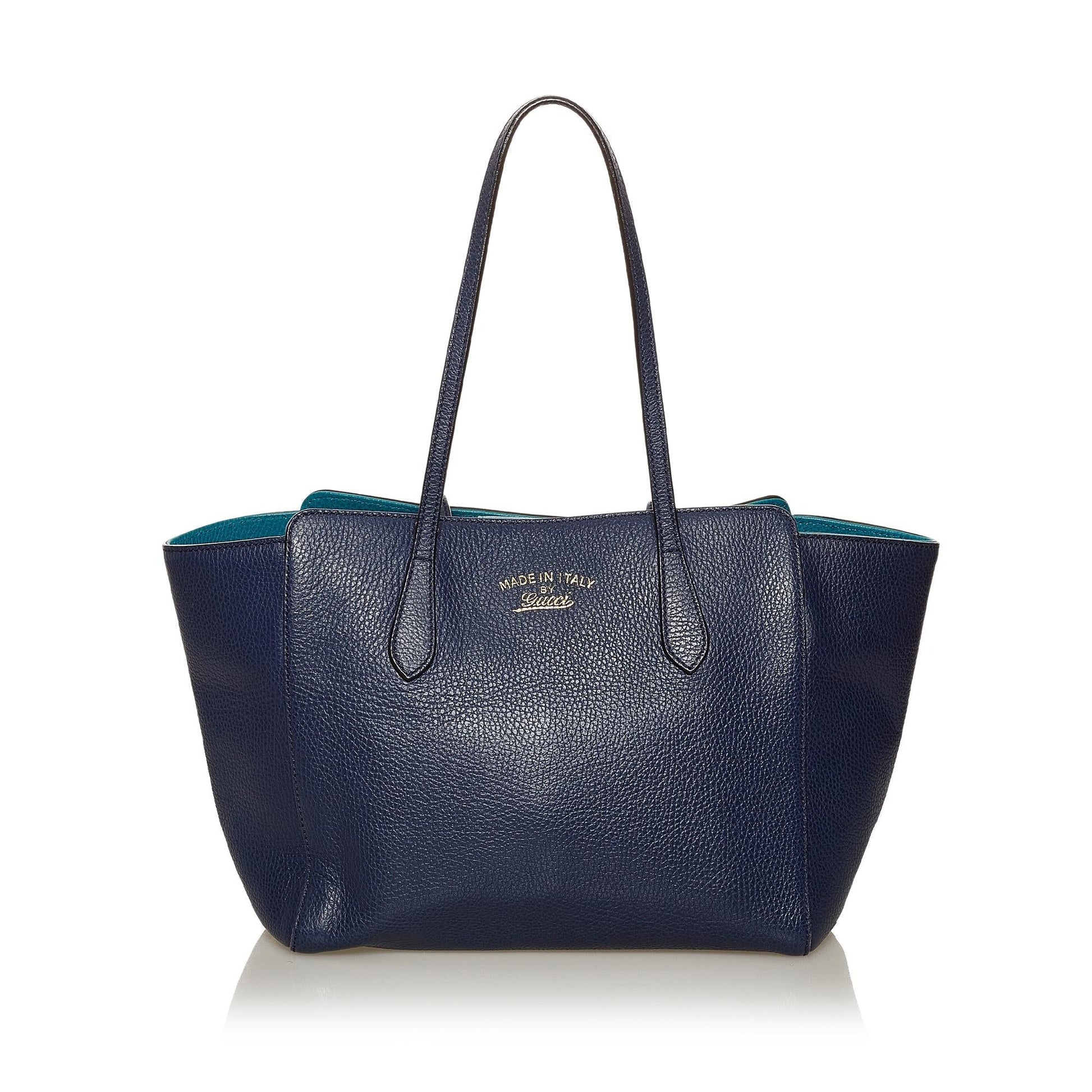 Gucci Swing SHG Leather Calf Blue Tote Bag Bag Shg