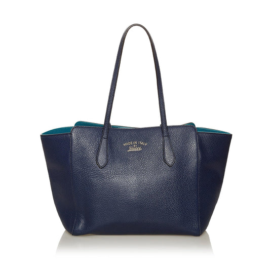 Gucci Swing SHG Leather Calf Blue Tote Bag Bag Shg