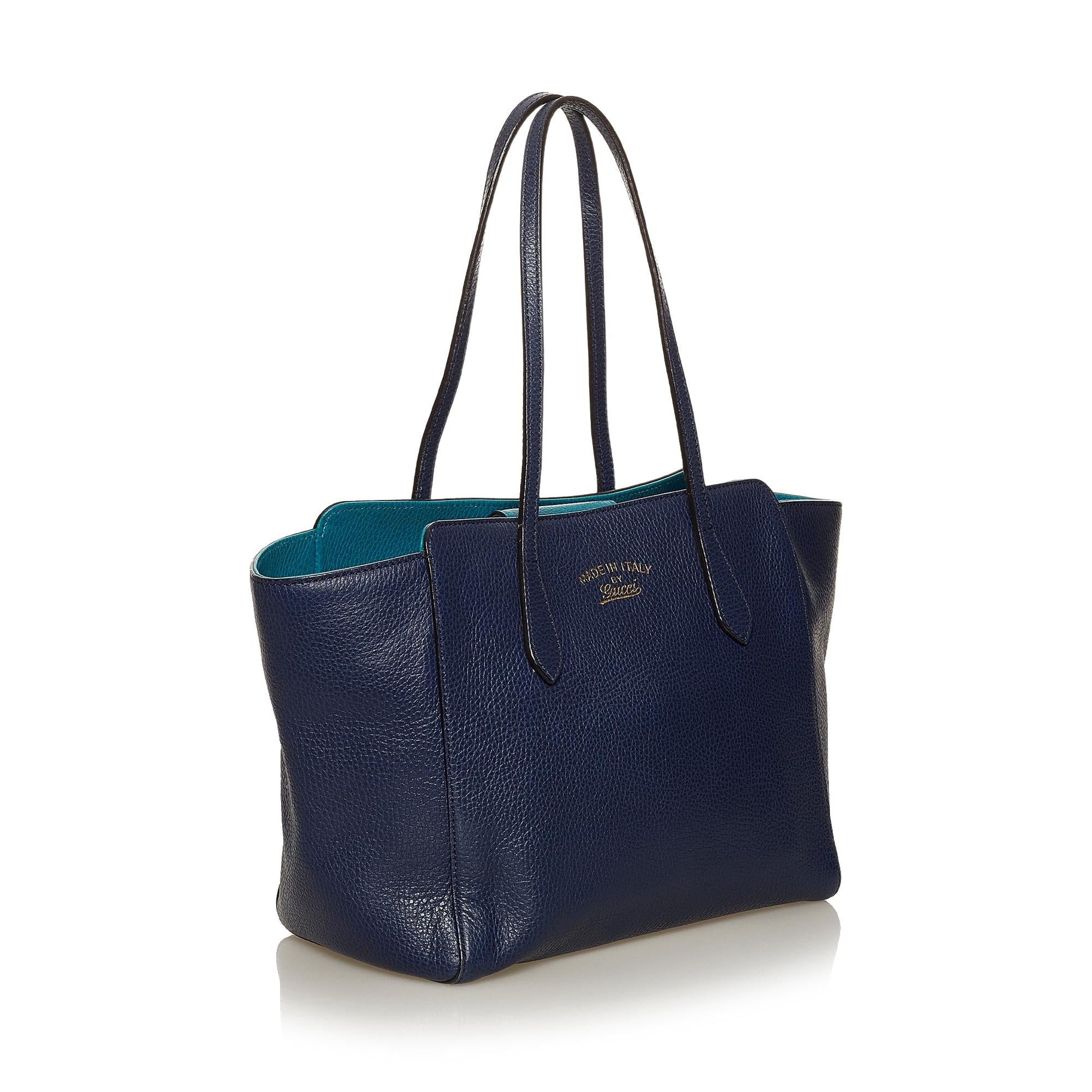 Gucci Swing SHG Leather Calf Blue Tote Bag Bag Shg
