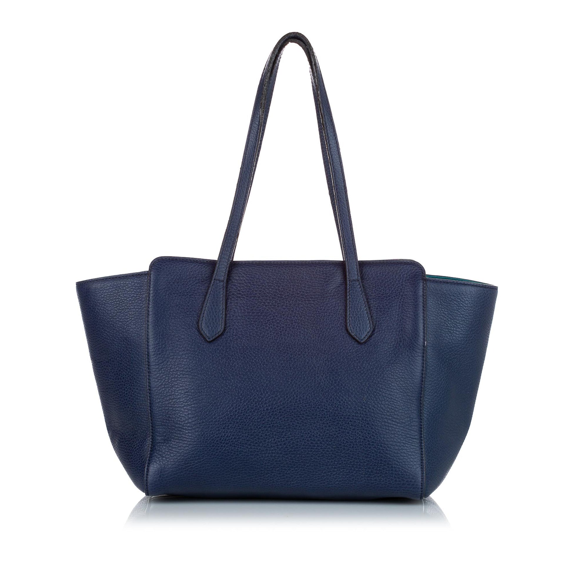 Gucci Swing SHG Leather Calf Blue Tote Bag 5