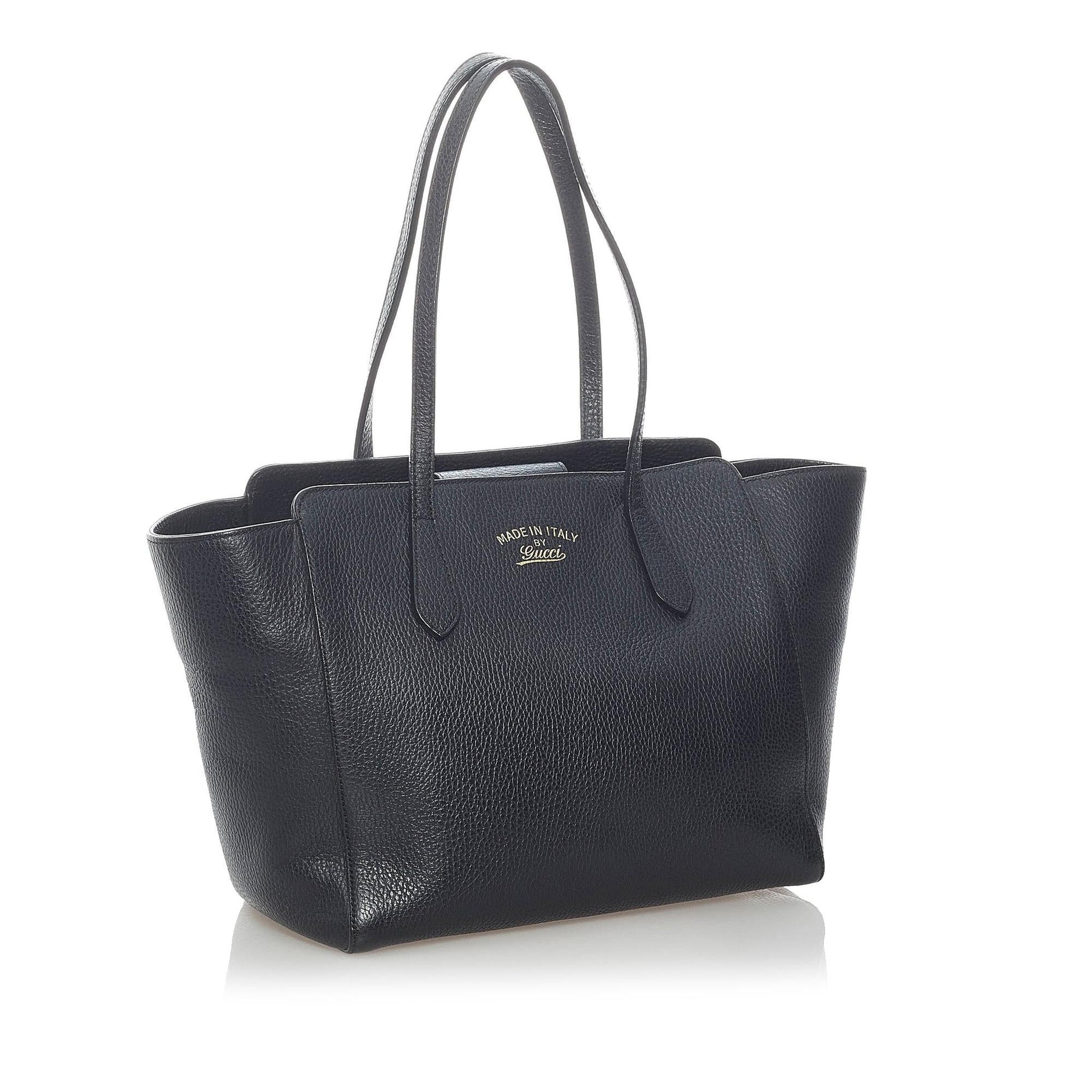 Gucci Swing SHG Leather Calf Black Tote Bag