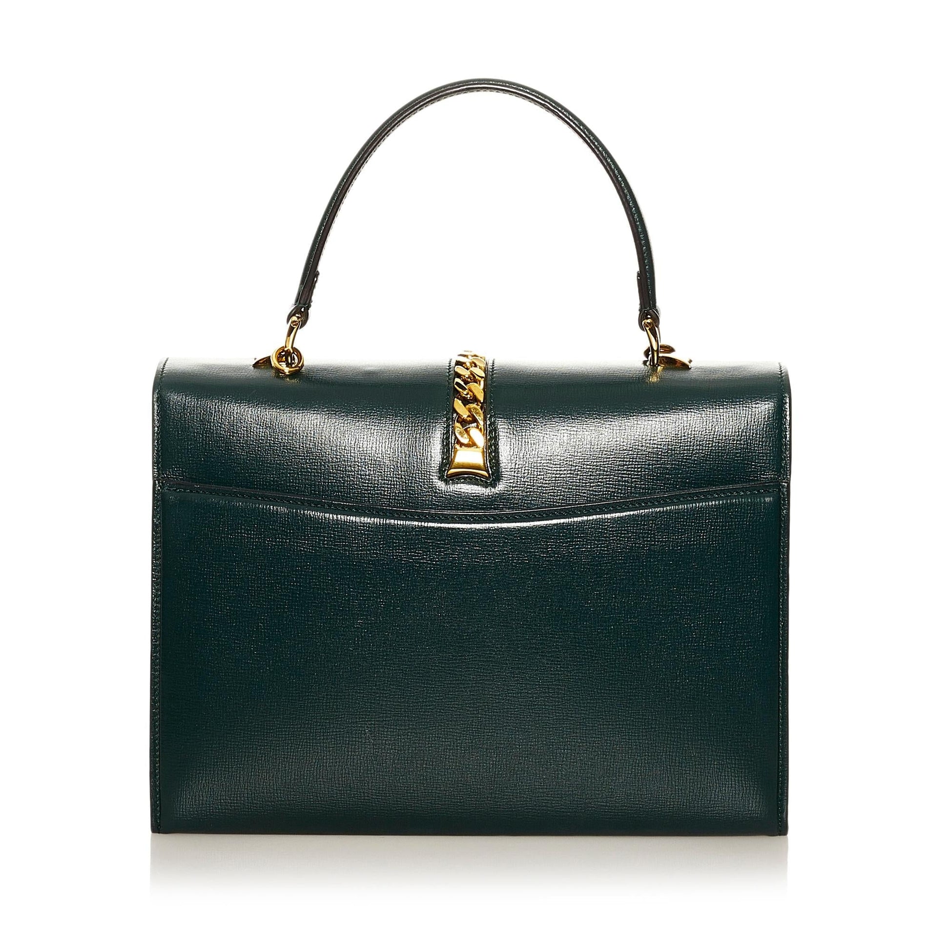 Gucci Sylvie SHG Leather Calf Green Satchel Bag